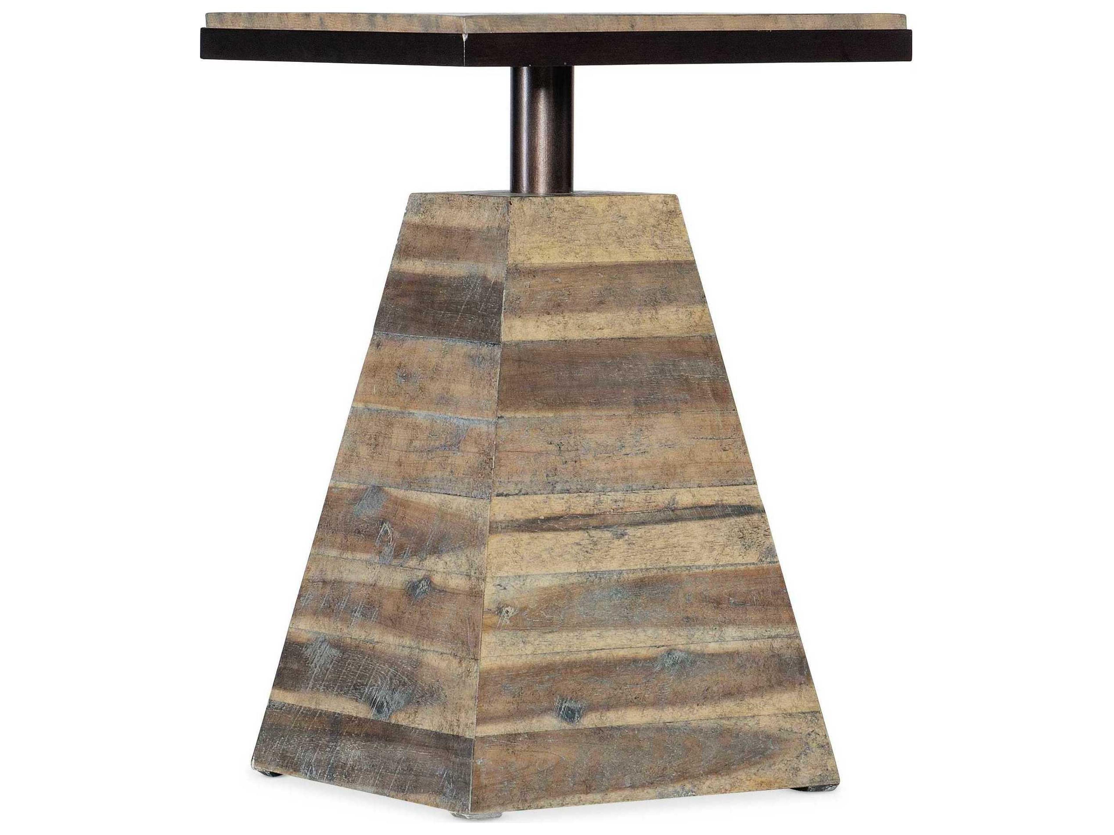 St Armand Square Wood Light Natural Antique Bronze End Table