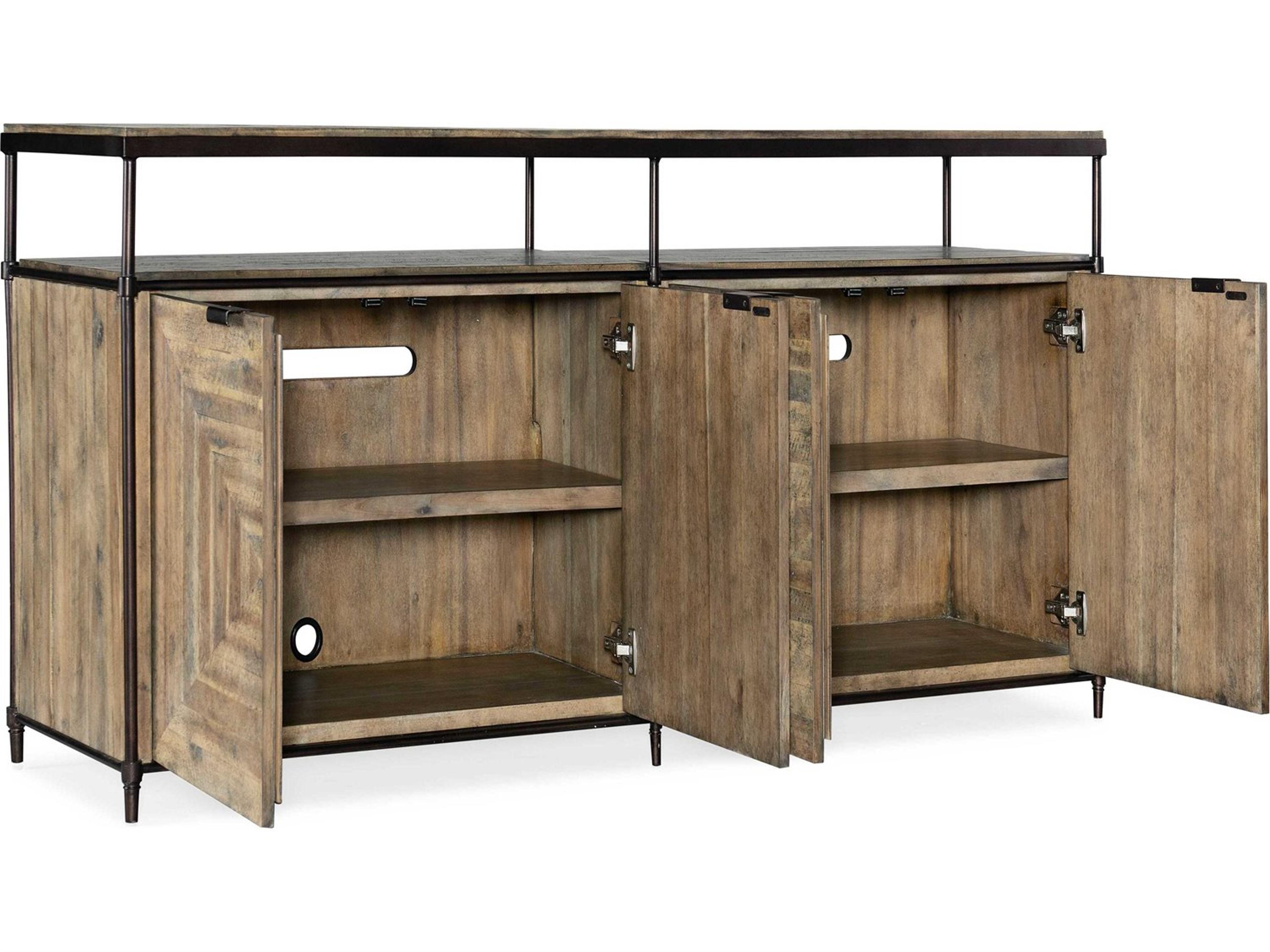 Luxecor Heritage 60" Acacia Wood Light Natural Antique Bronze Media Console