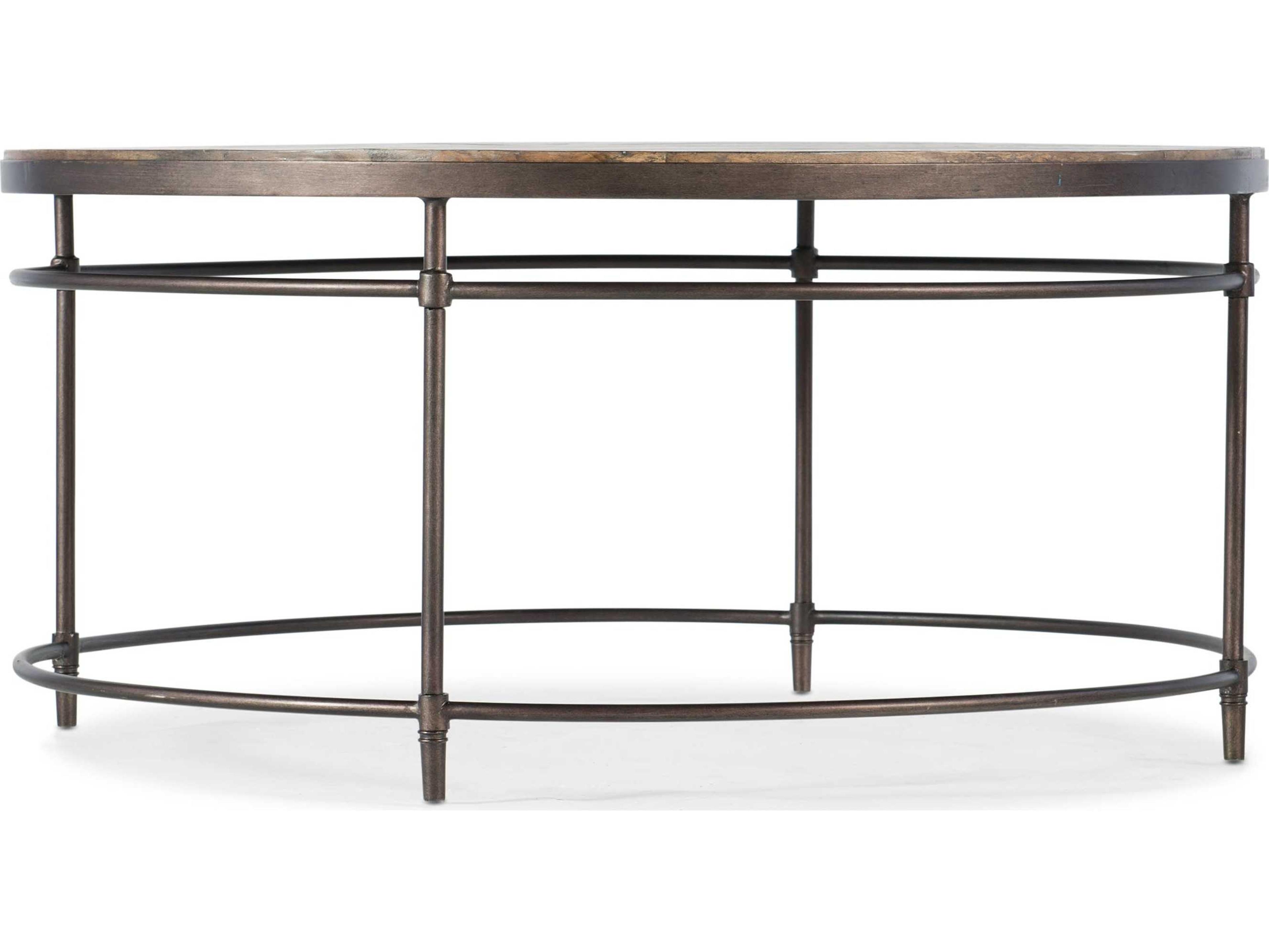 St Armand Round Wood Light Natural Antique Bronze Cocktail Table