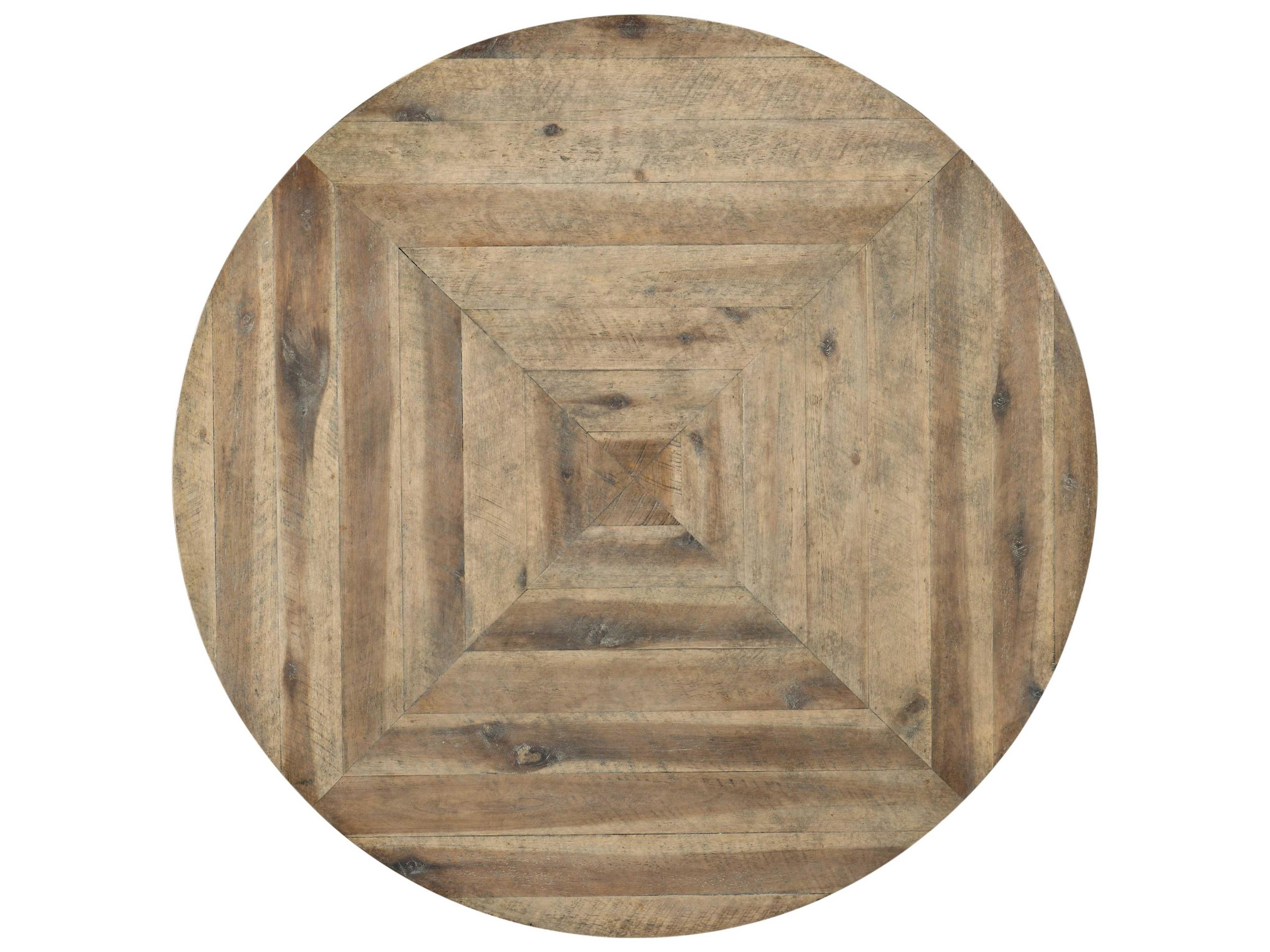 Luxecor Heritage Round Wood Light Natural Antique Bronze Cocktail Table