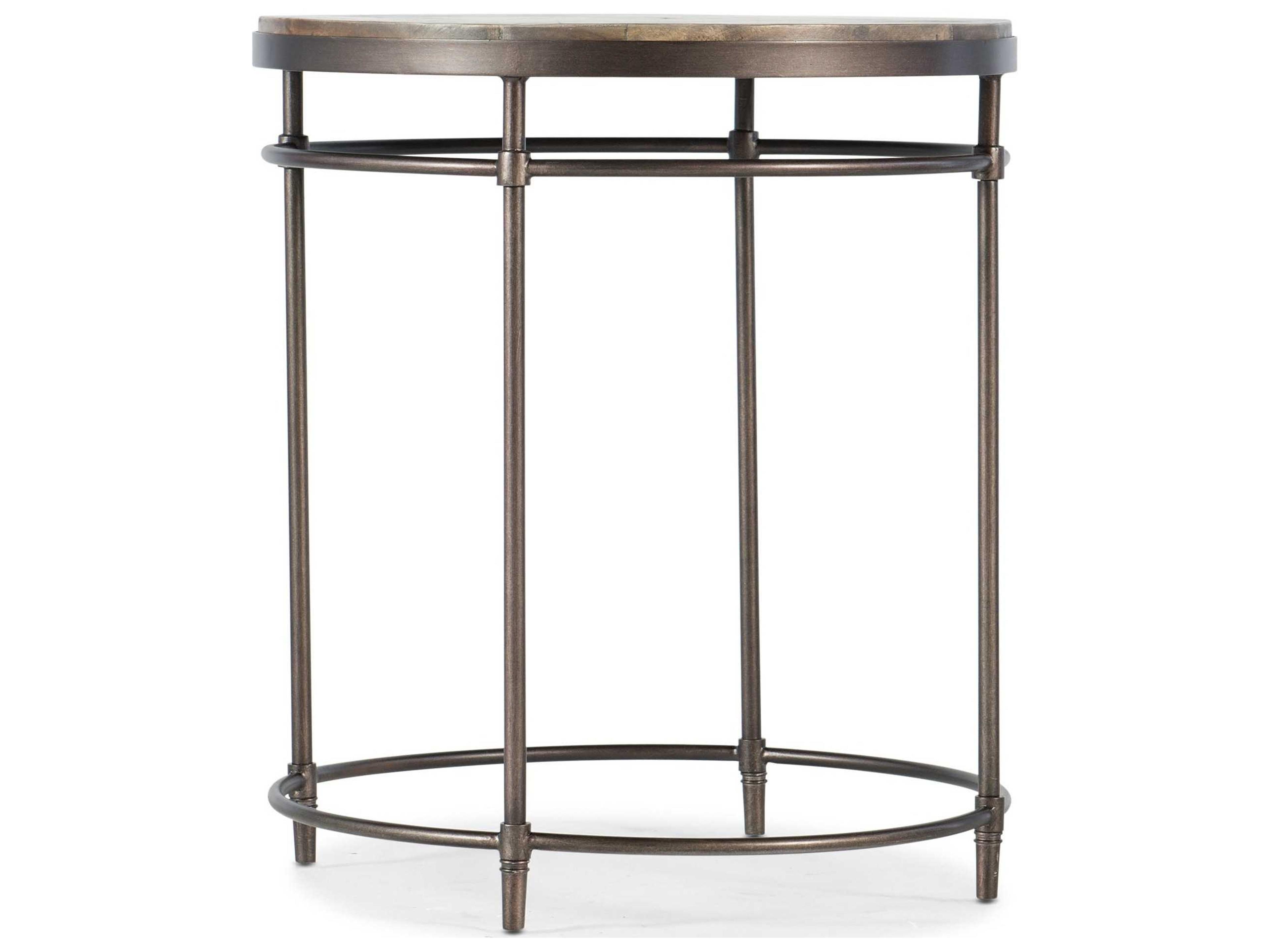St Armand Round Wood Light Natural Antique Bronze End Table
