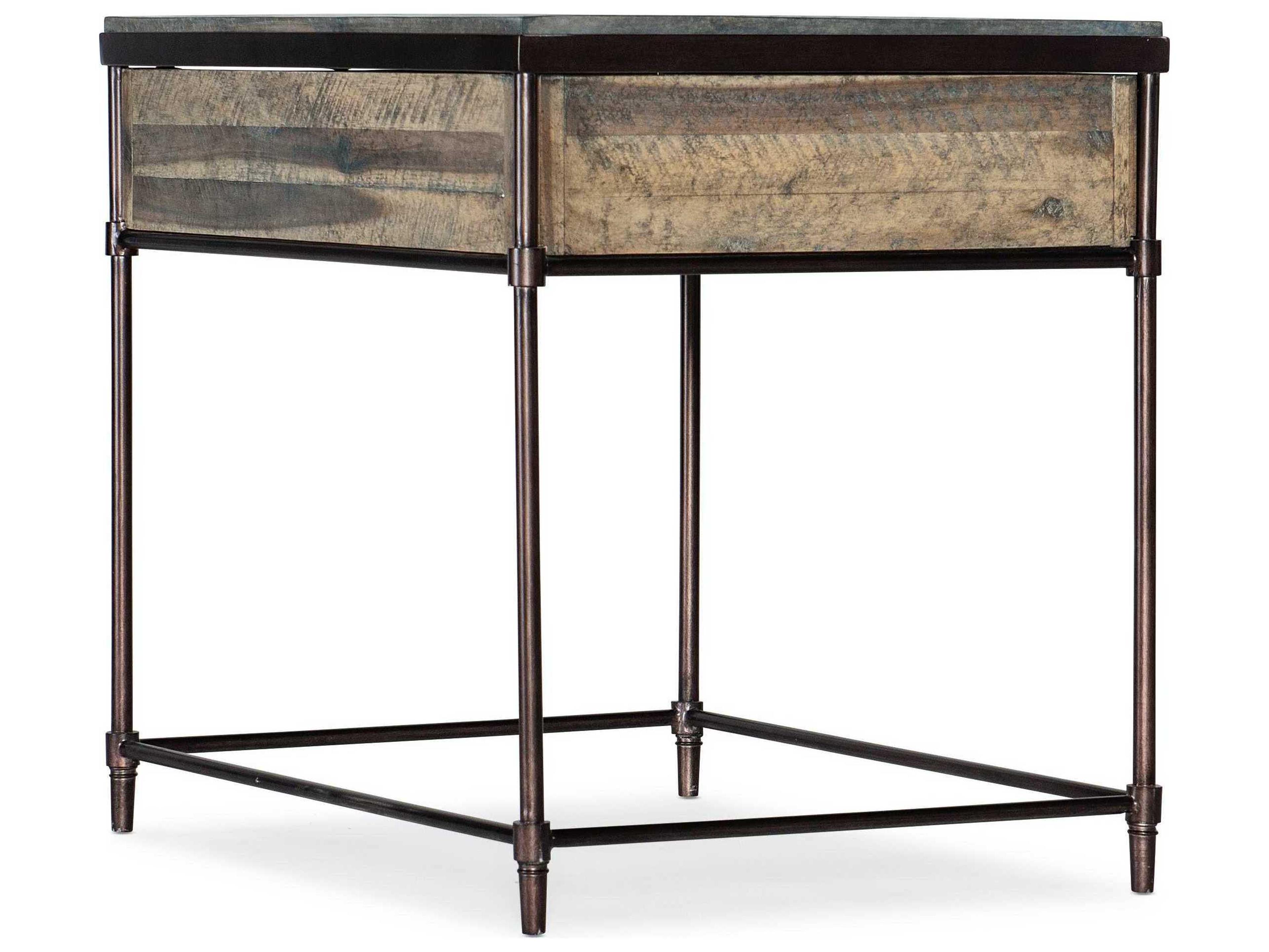 Luxecor Heritage Rectangular Wood Light Natural Antique Bronze End Table