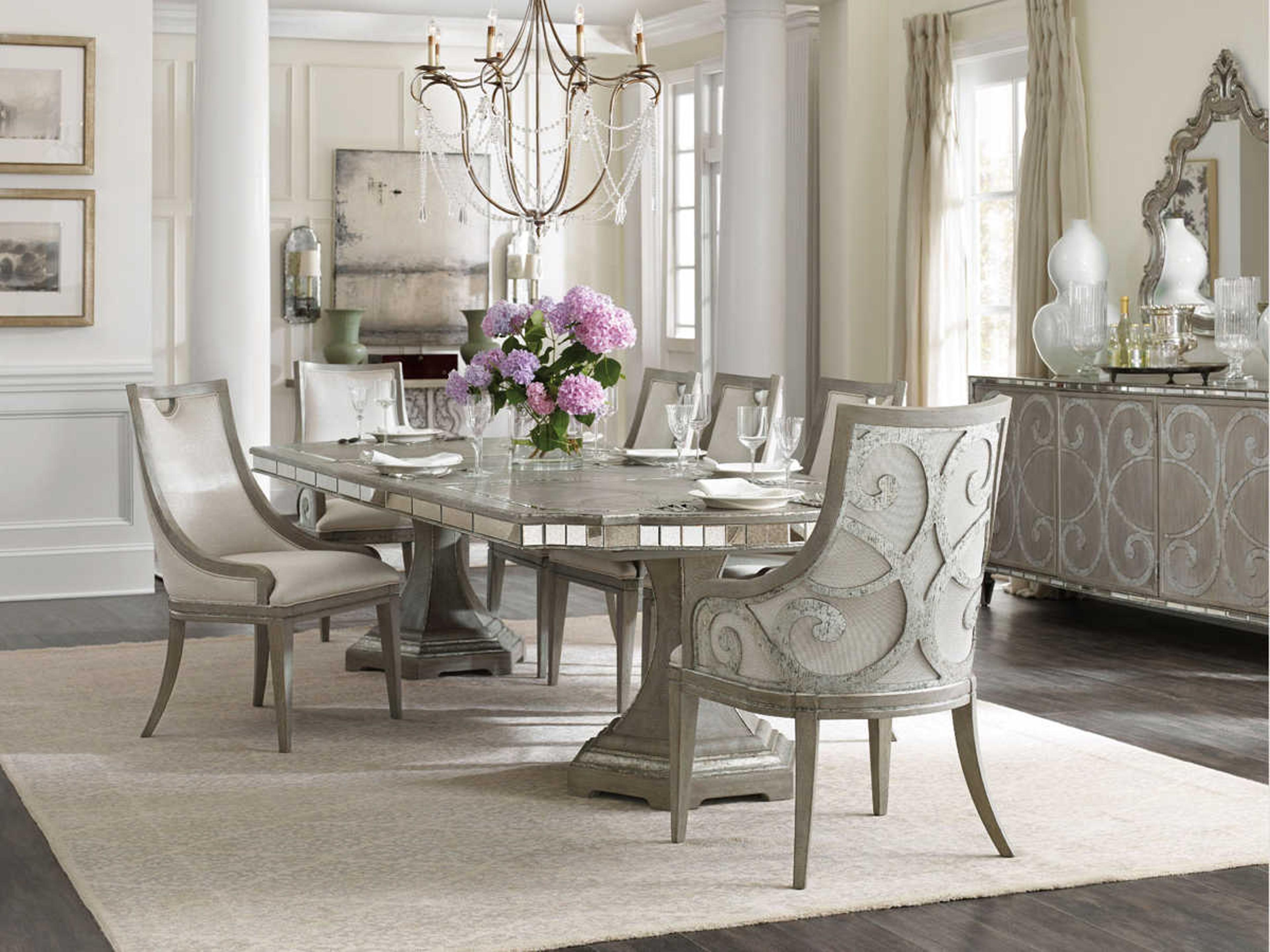 Luxecor Heritage Rectangular Wood Greige With Shimmer On Oak Dining Table