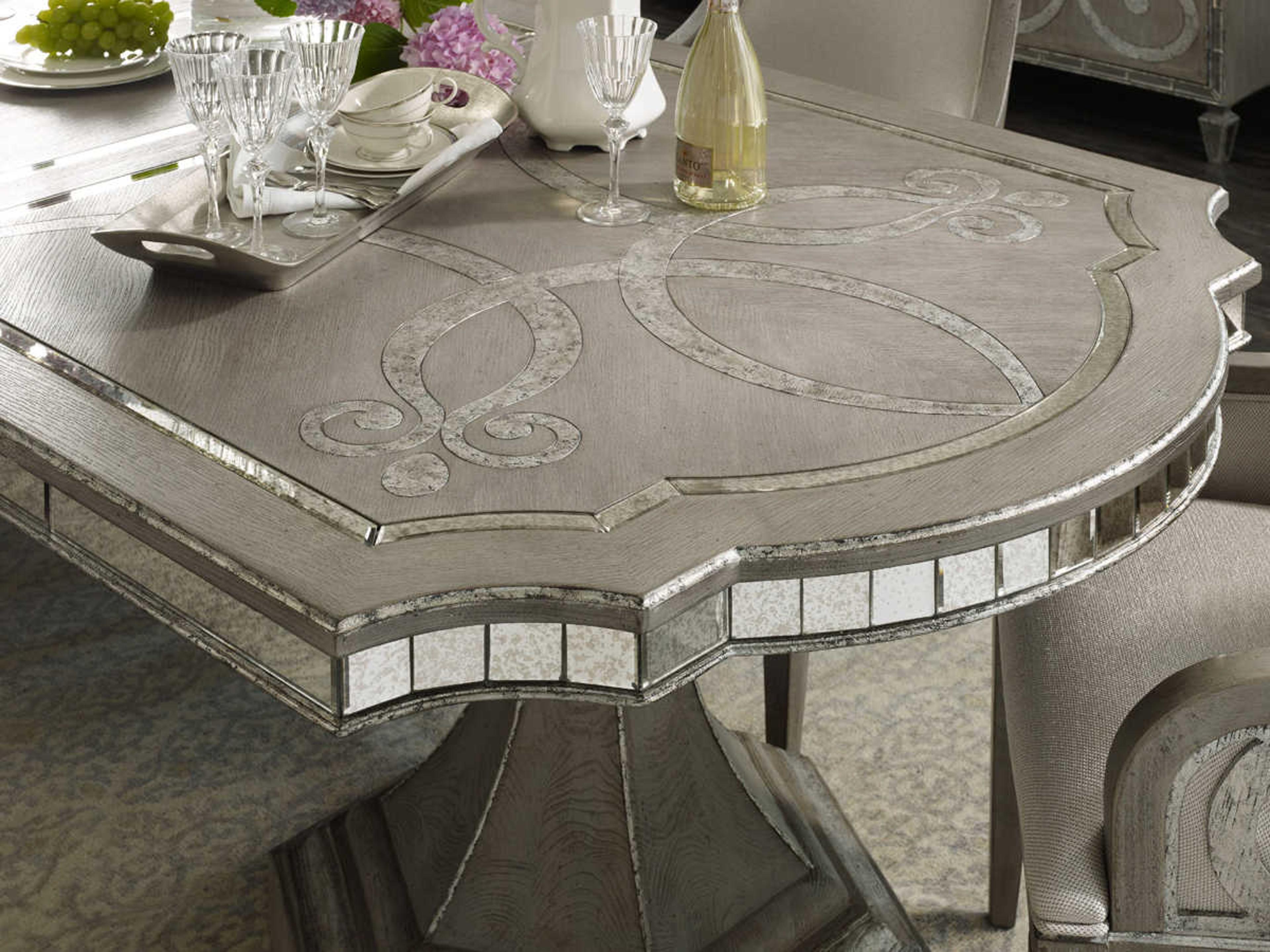 Luxecor Heritage Rectangular Wood Greige With Shimmer On Oak Dining Table