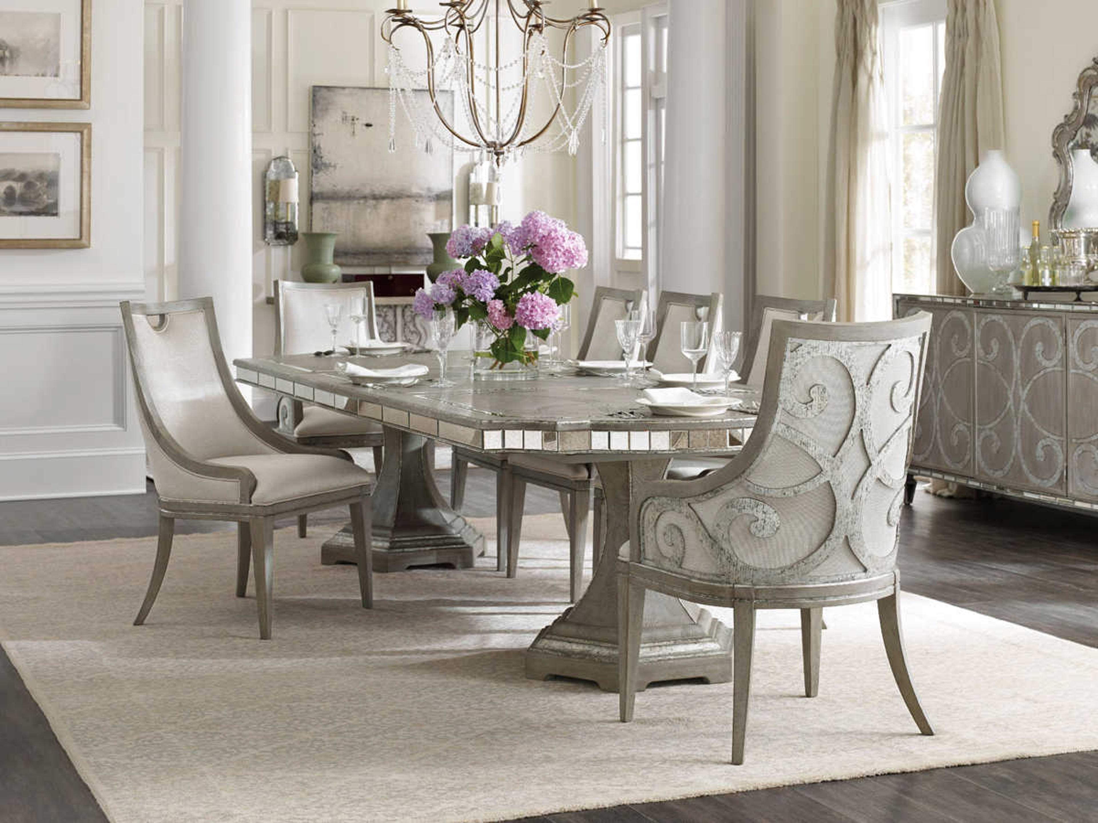 Luxecor Heritage Hardwood Gray Upholstered Arm Dining Chair