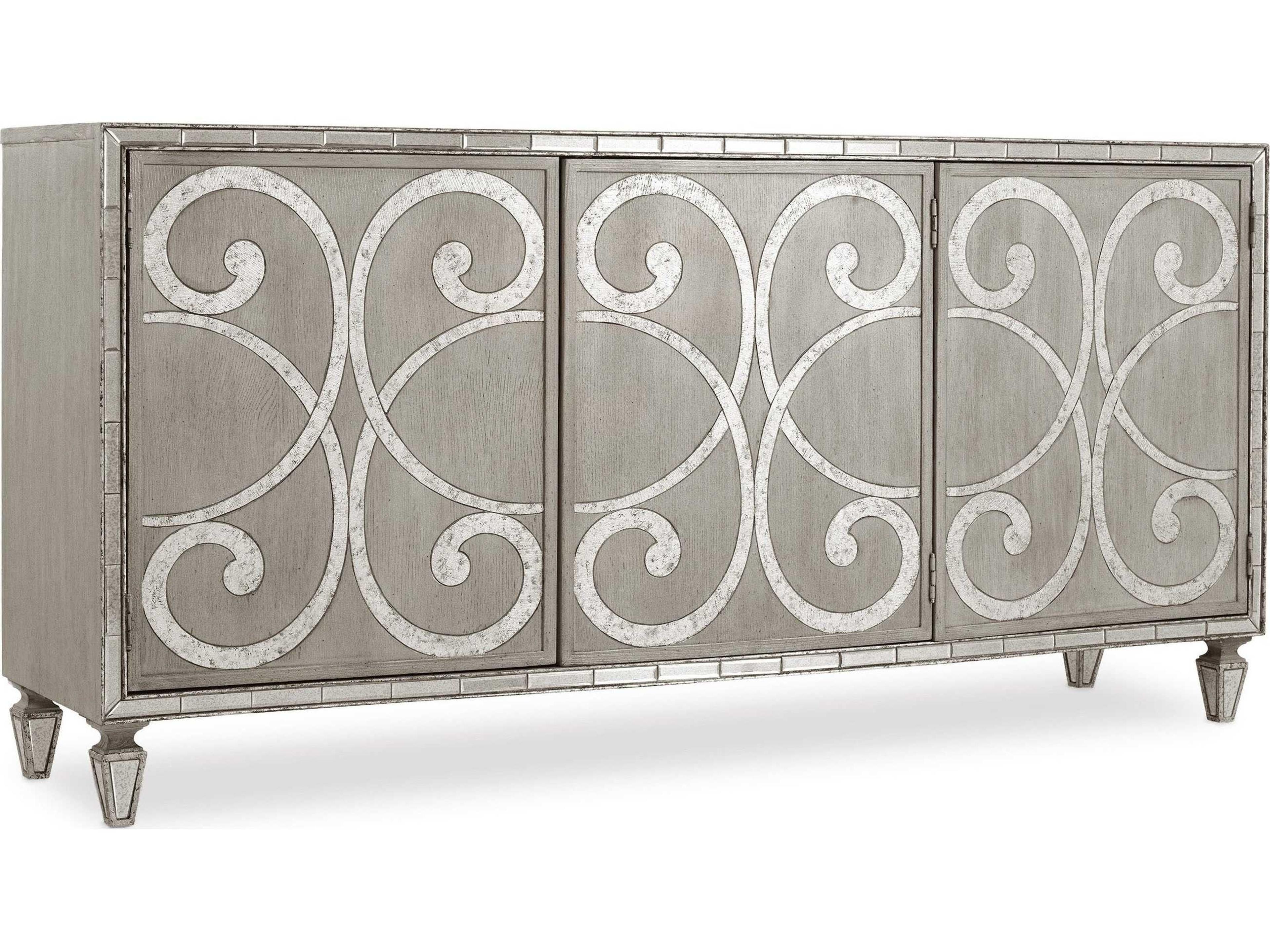 Luxecor Heritage 78" Hardwood Greige With Shimmer On Oak Sideboard