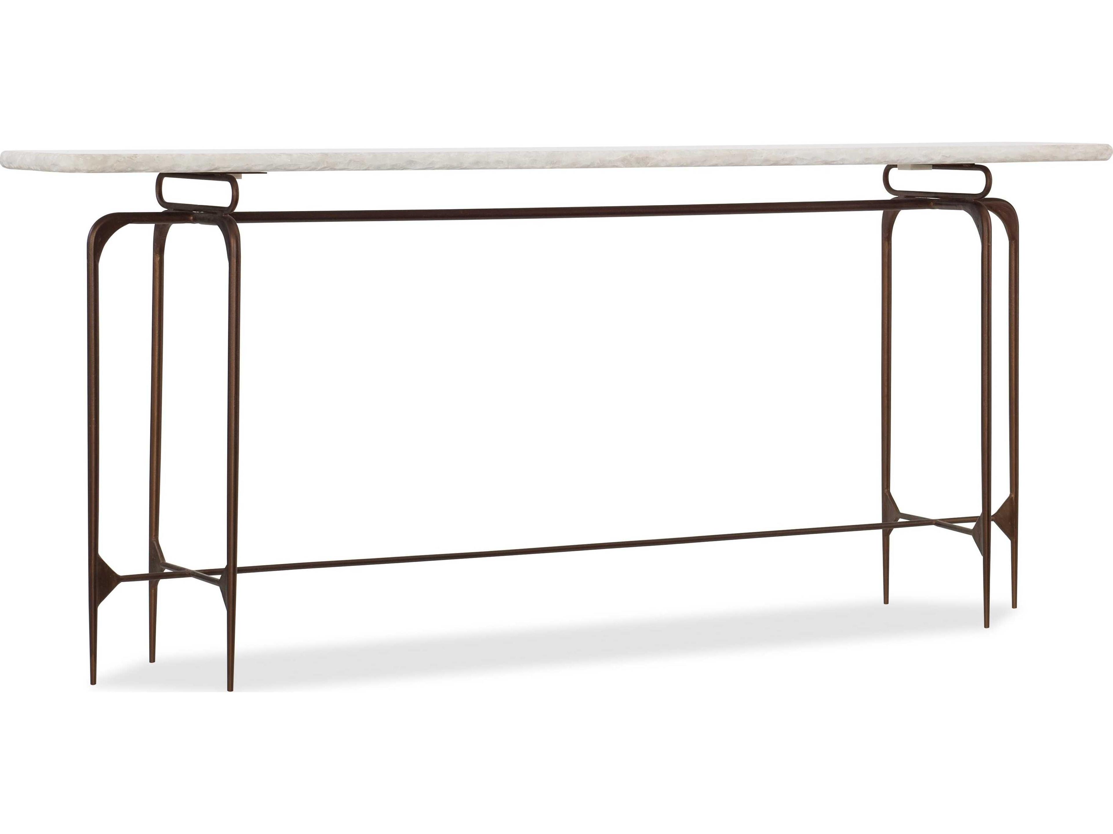 Heritage Skinny Rectangular White Marble With Dark Bronze Console Table
