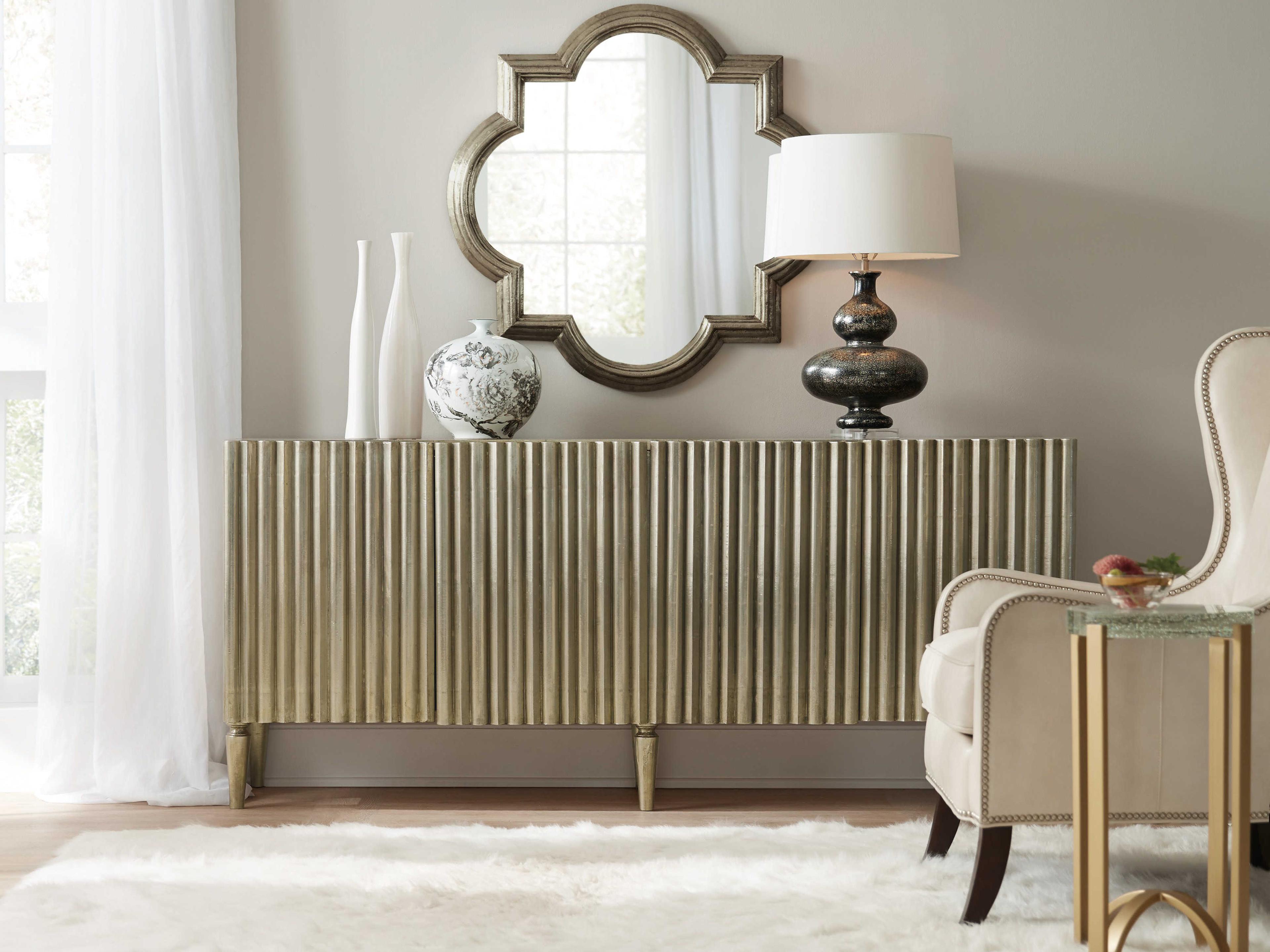 Hooker Furniture German Rectangular Wood Silver Foil Console Table