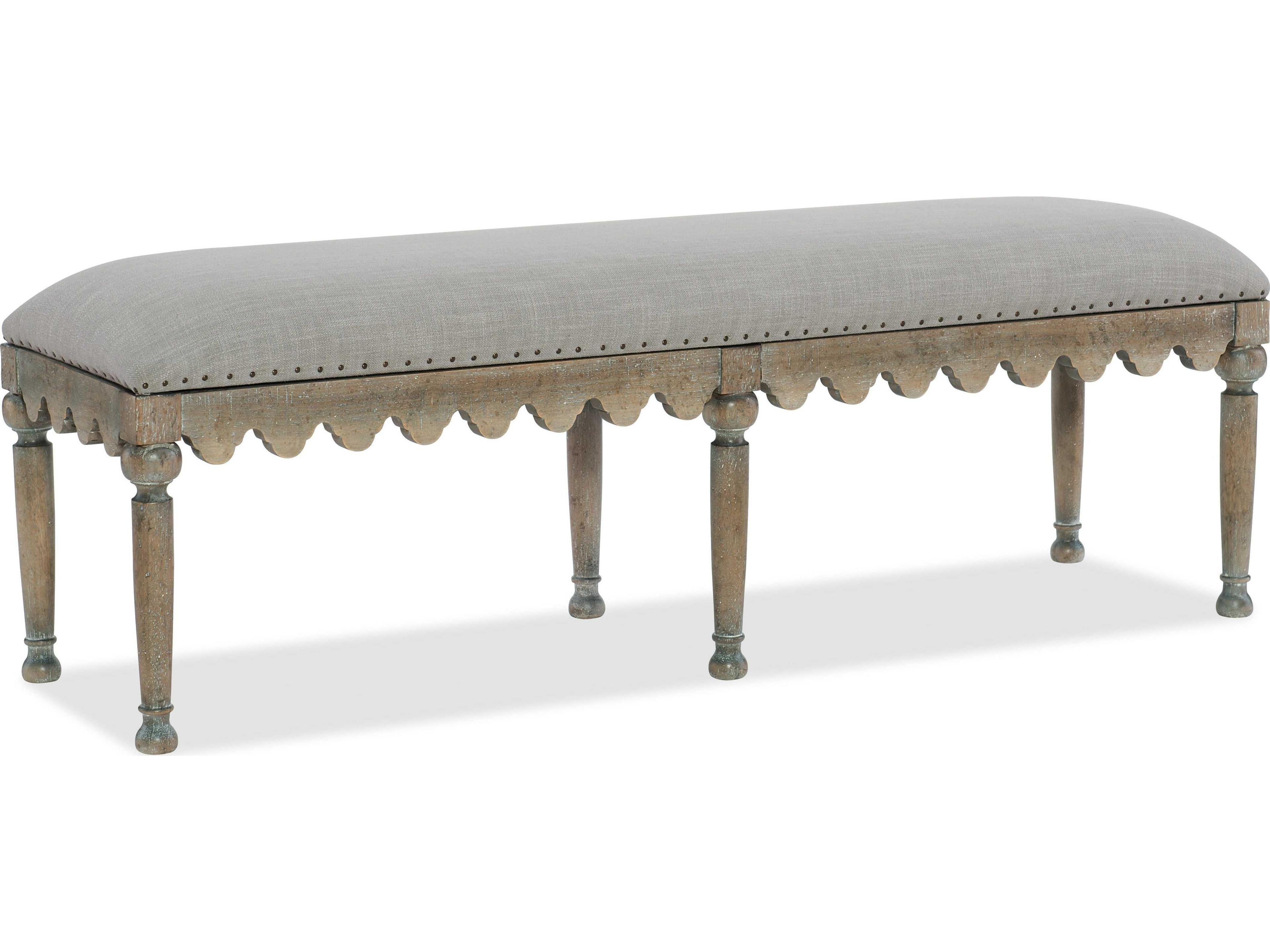 Boheme Light Wood Gray Upholstered Accent Bench