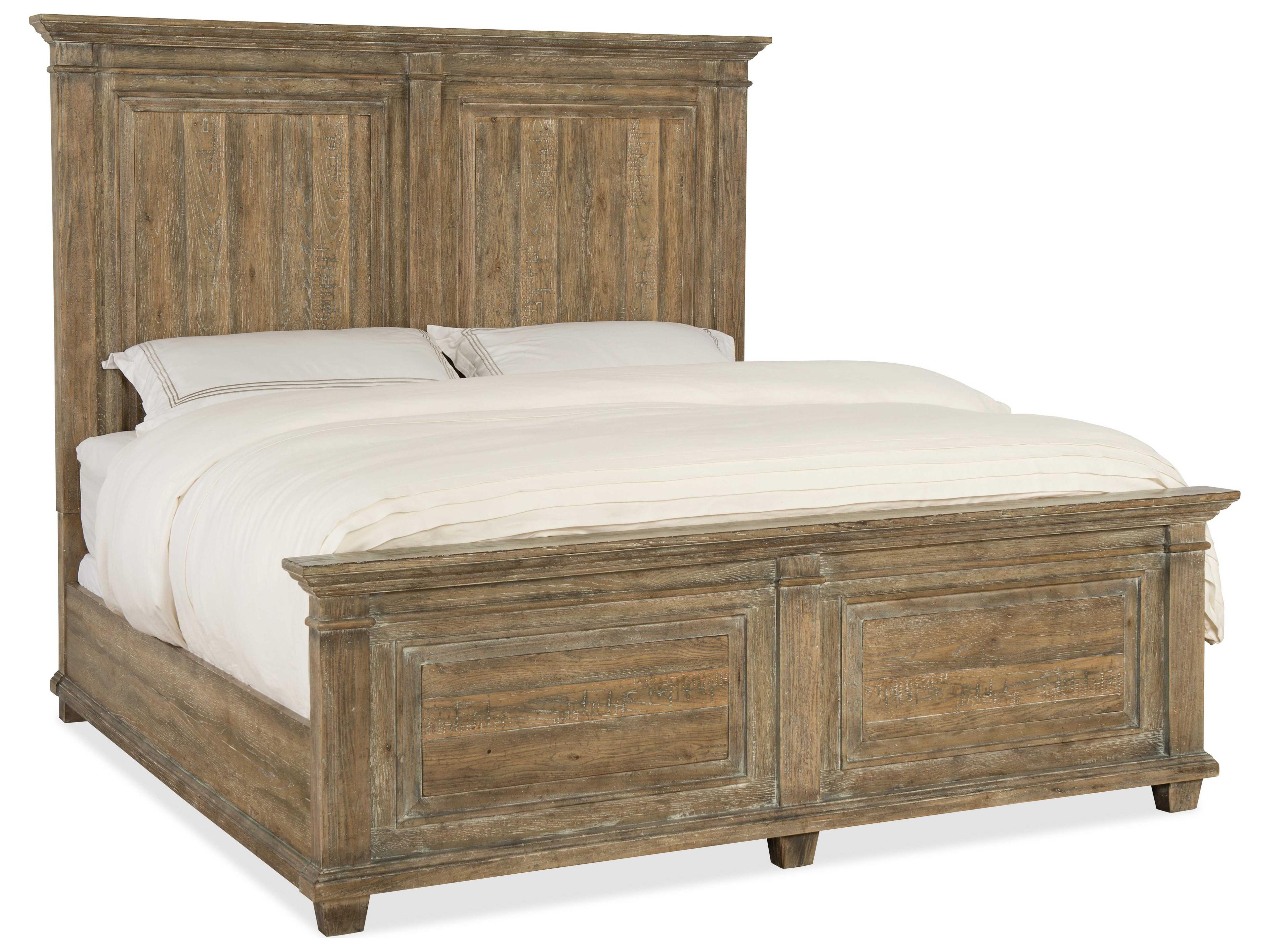 Heritage Light Wood Brown Hardwood Queen Panel Bed