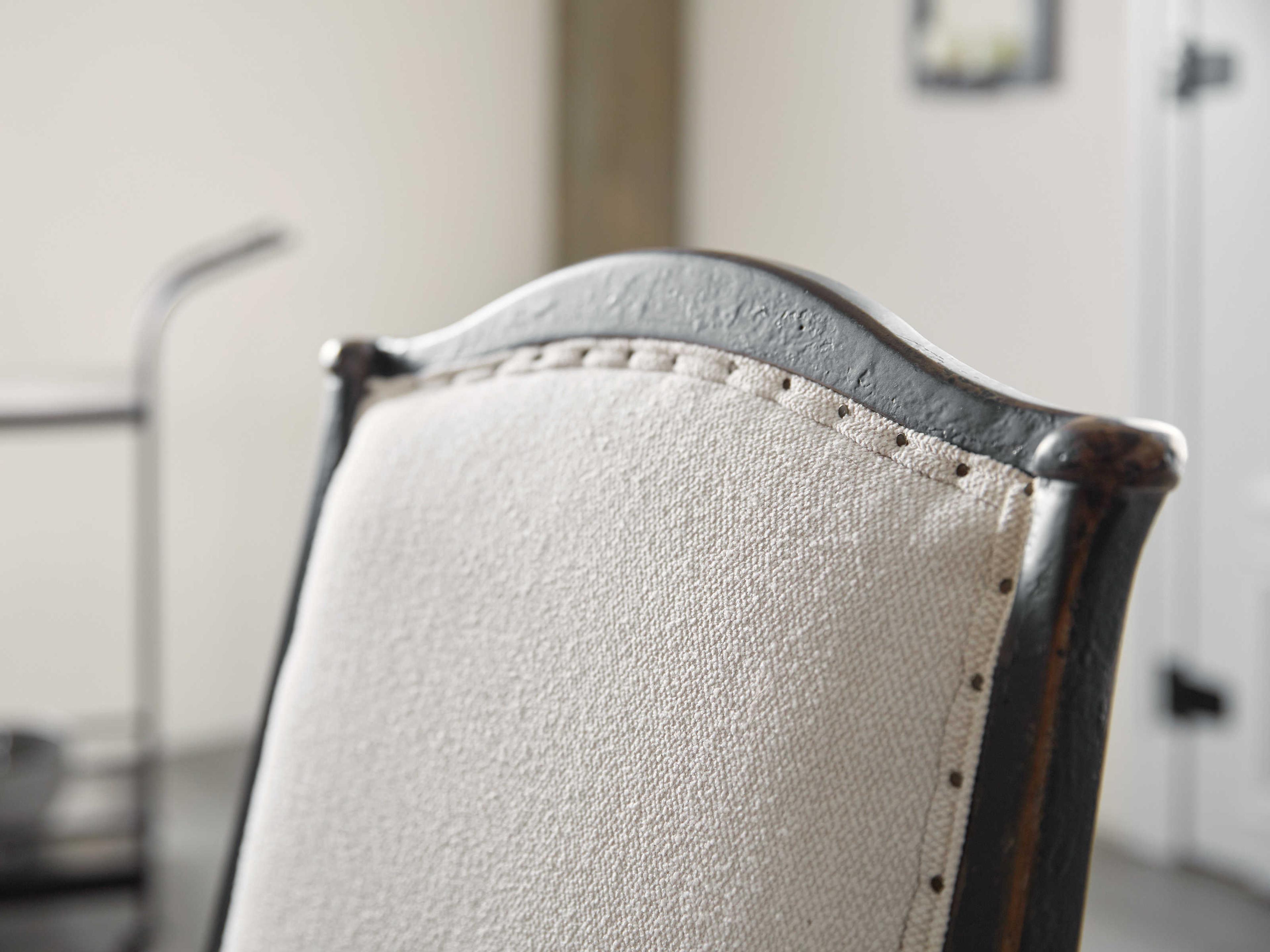 Luxecor Heritage White Upholstered Arm Dining Chair