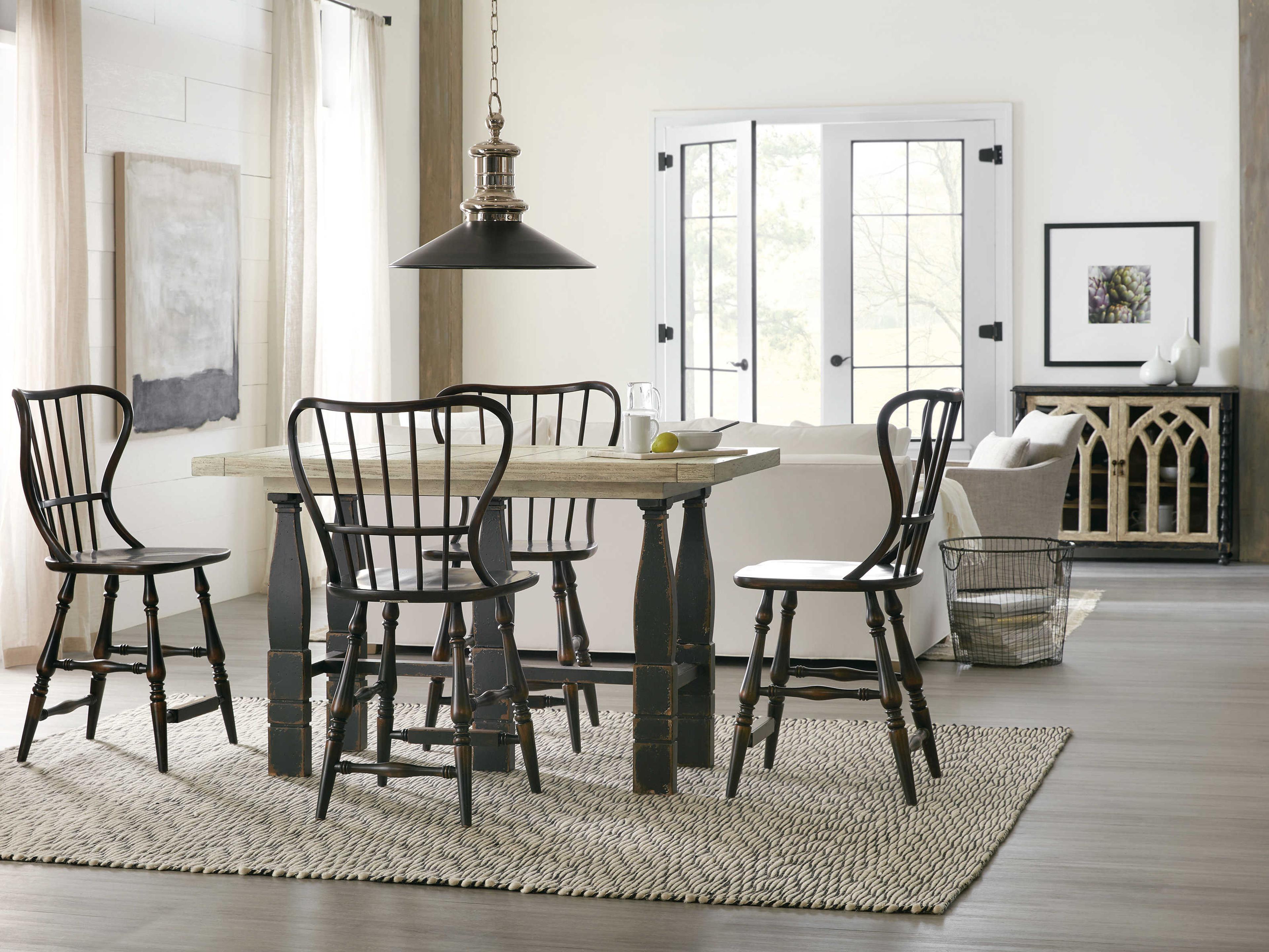 Luxecor Heritage Poplar Wood Black Counter Stool