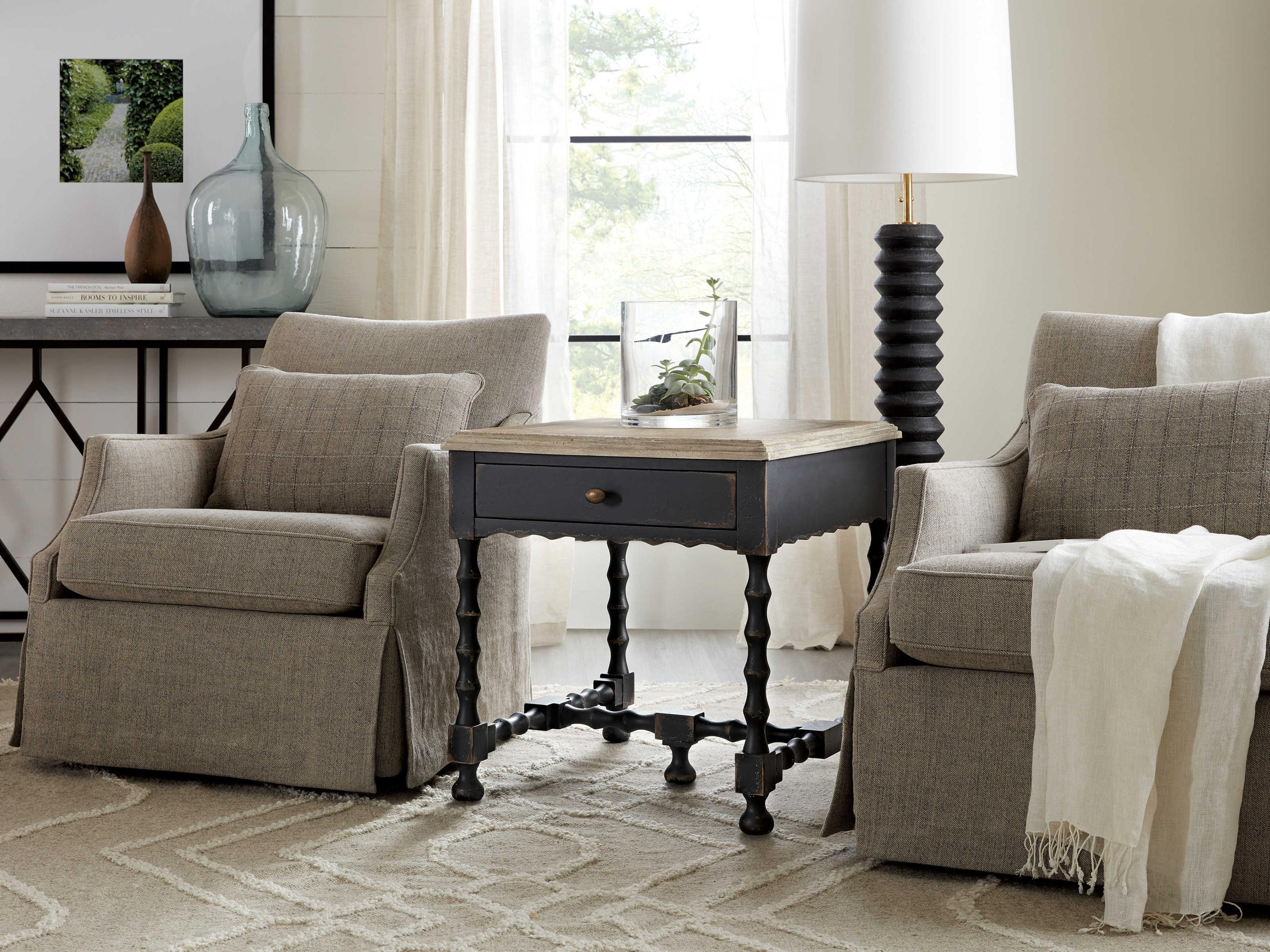 Hooker Furniture Ciao Bella Square Wood Black End Table