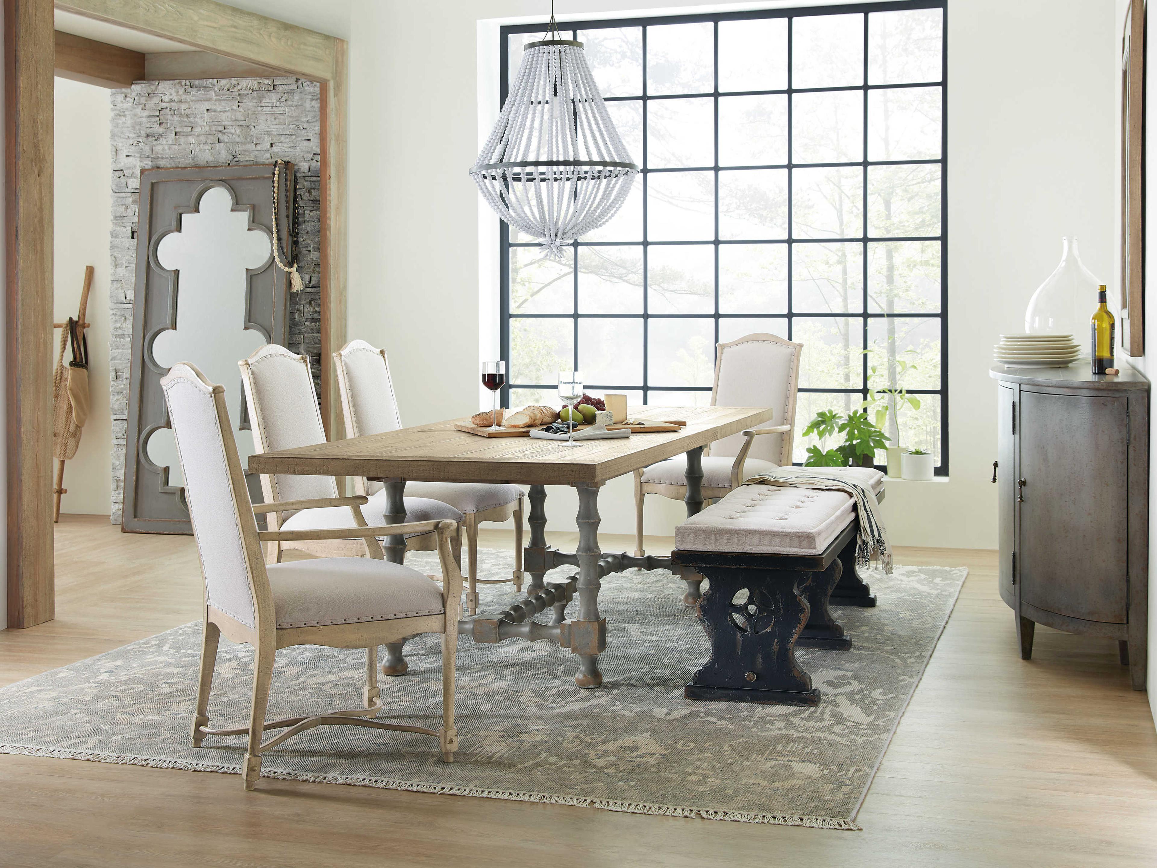 Luxecor Heritage Tuscan White Black Upholstered Accent Bench