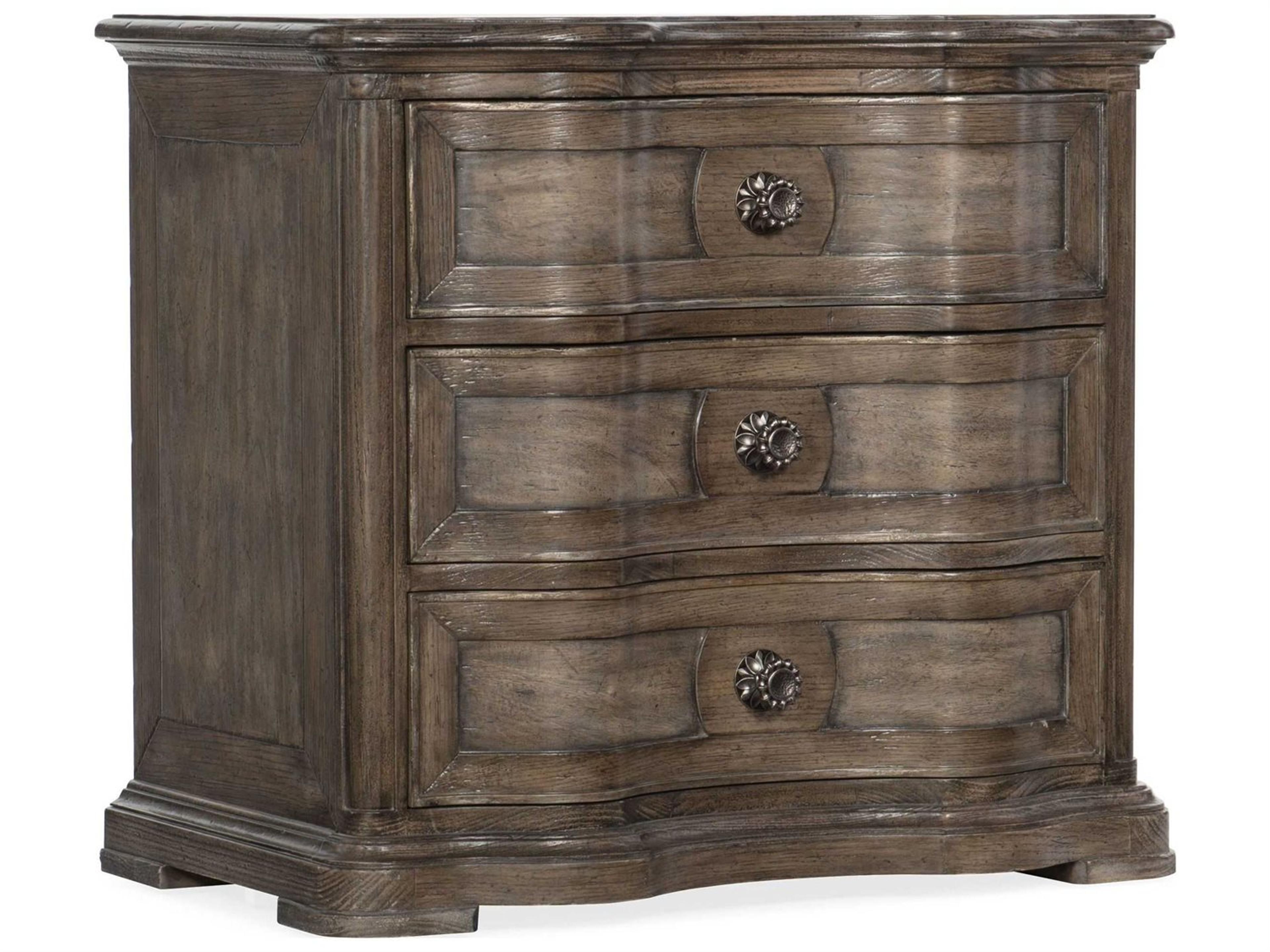 Heritage 3-Drawers Brown Hardwood Nightstand