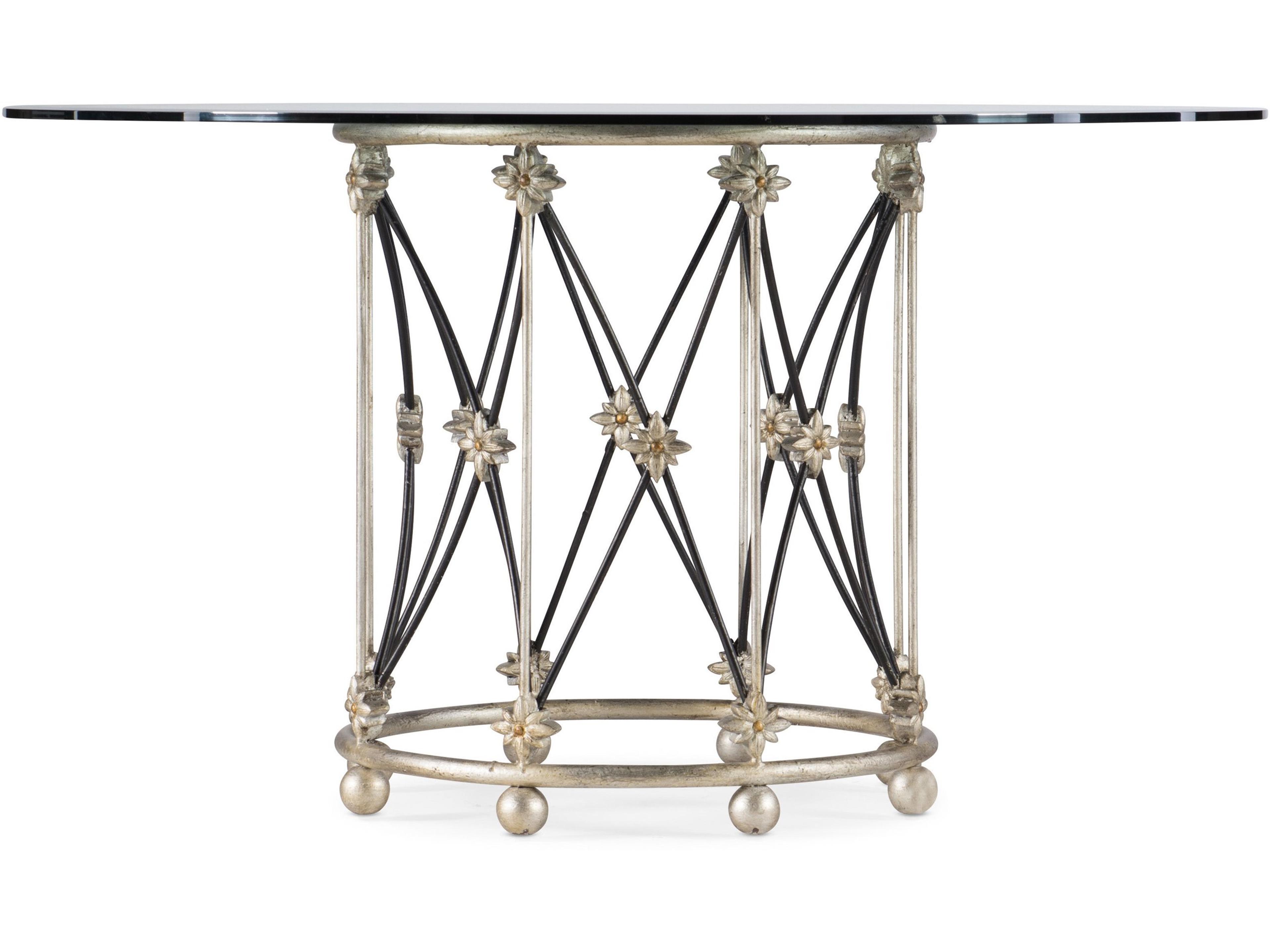 Sanctuary 2 Round Glass Silver Dining Table