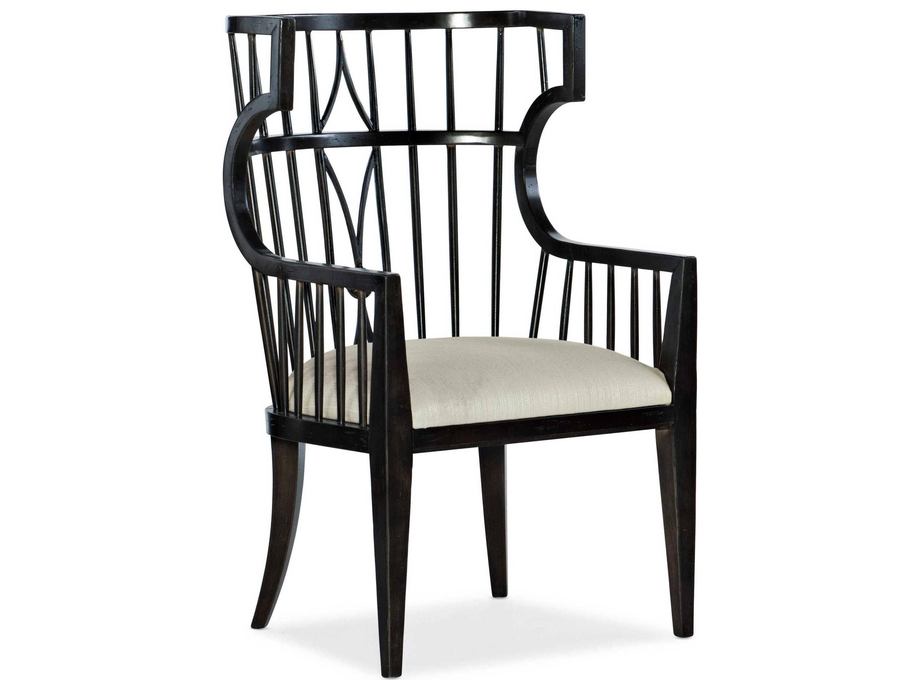 Heritage Hardwood Black Upholstered Arm Dining Chair