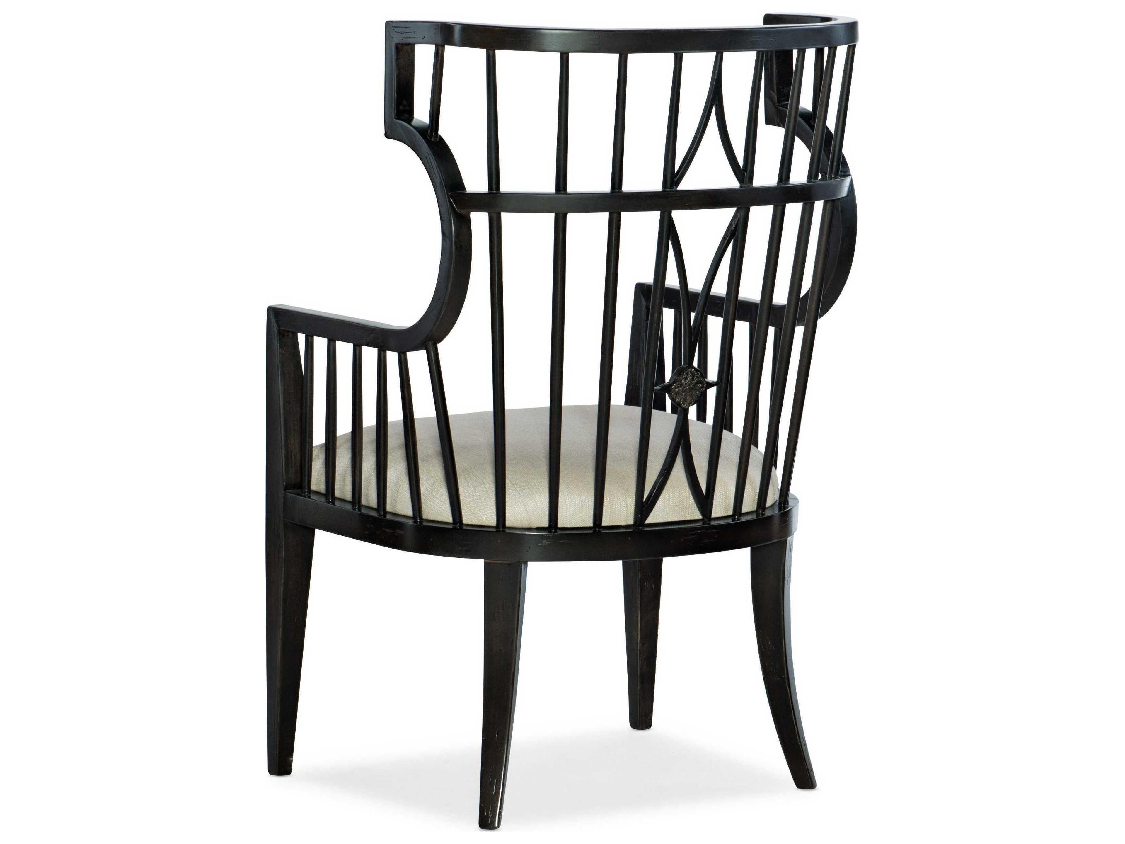 Luxecor Heritage Hardwood Black Upholstered Arm Dining Chair