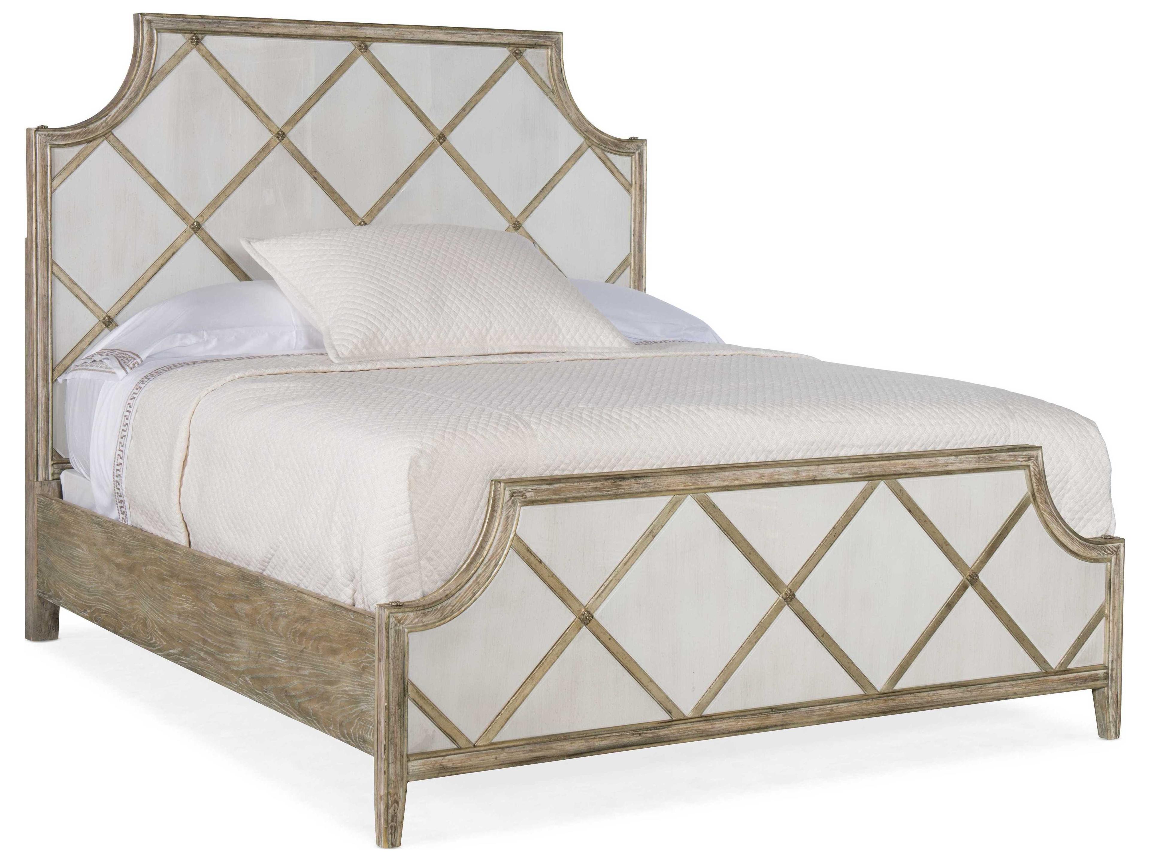 Heritage Silver Beige Hardwood Wood Queen Panel Bed