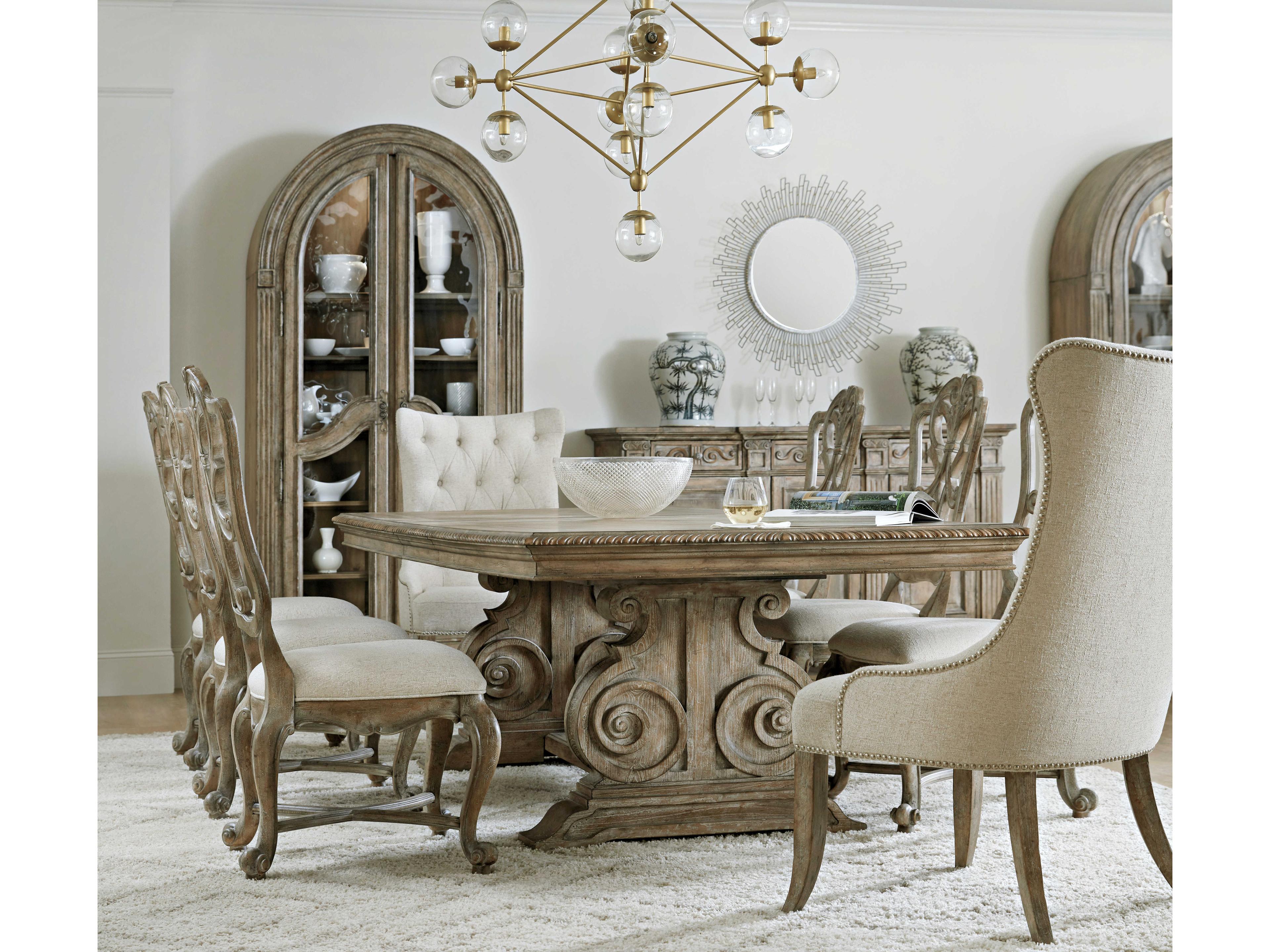 Luxecor Heritage Tufted Beige Upholstered Arm Dining Chair