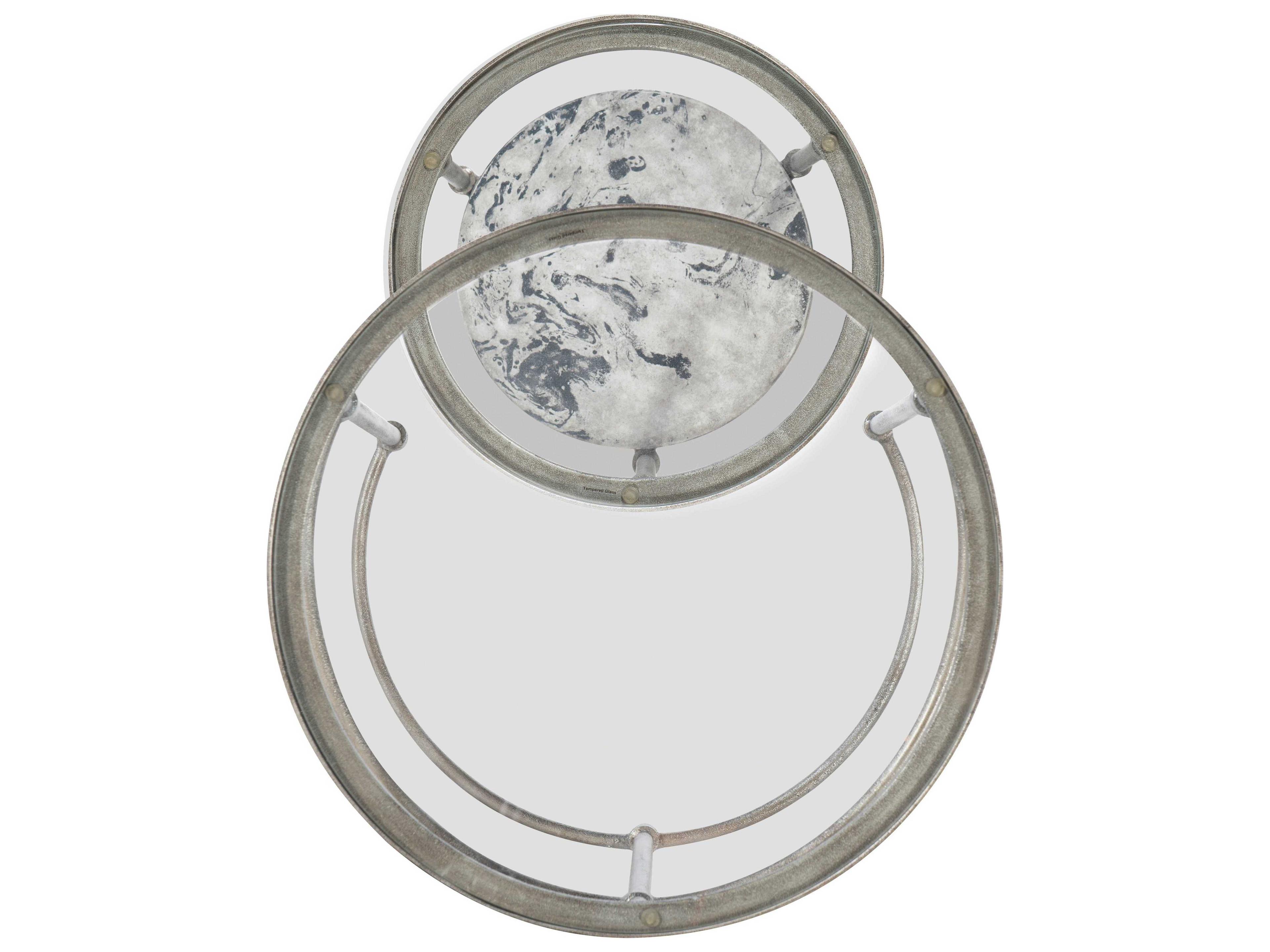 Luxecor Nesting Round Glass Concrete Silver End Table