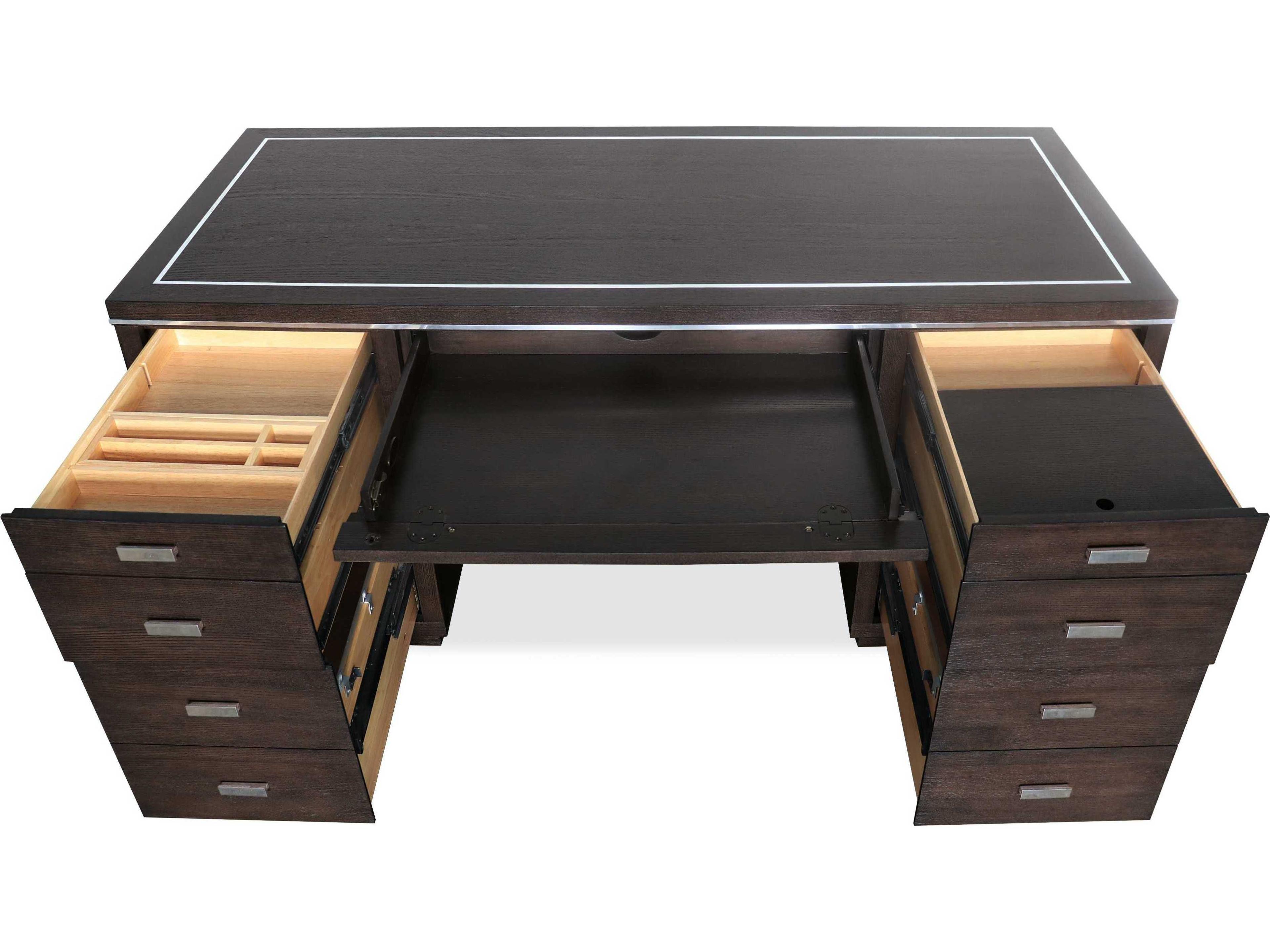 Luxecor Heritage House Blend Junior Dark Wood Brown Ash Executive Desk