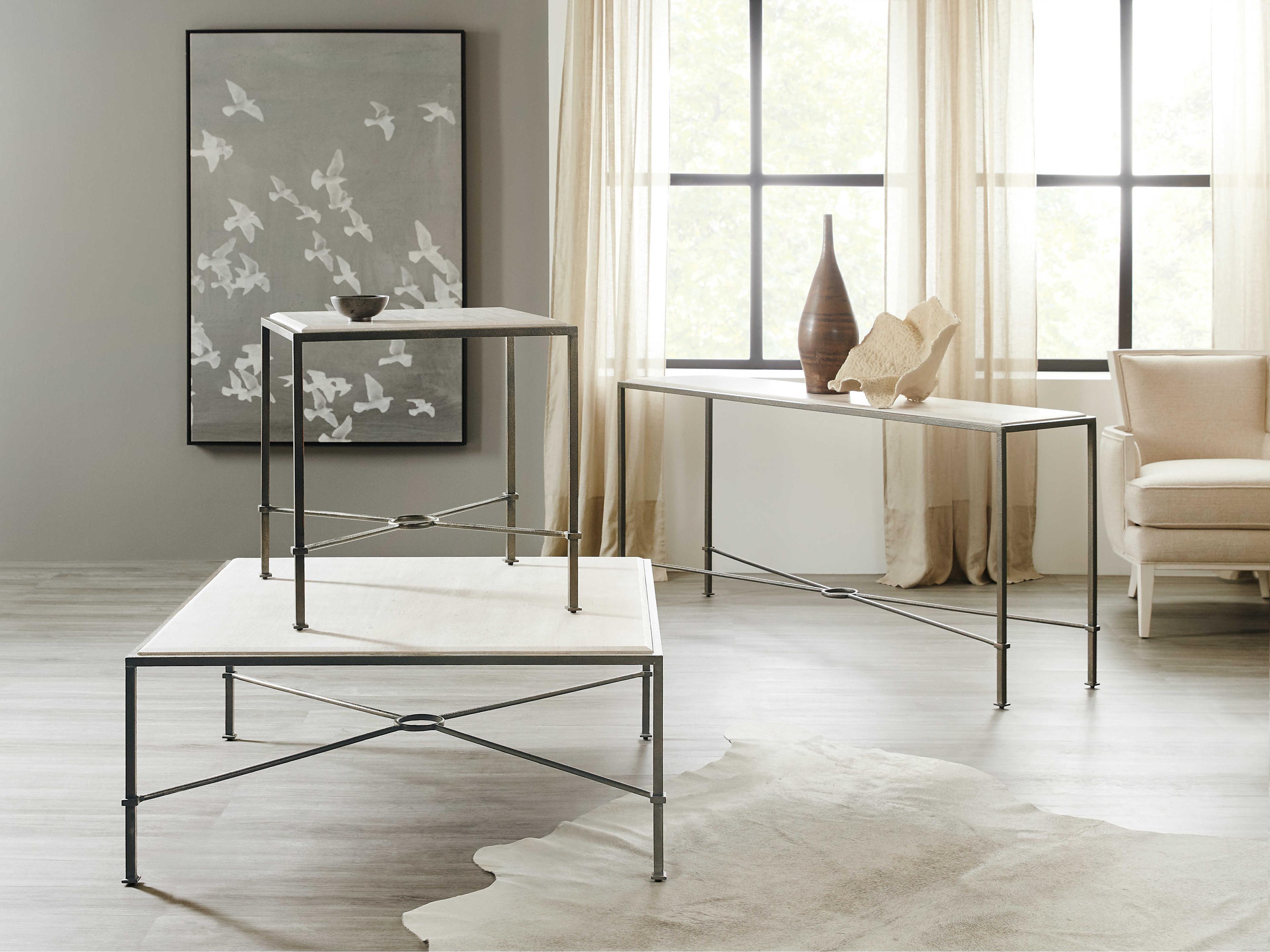 Hooker Furniture Rectangular Creamy Beige Marble Gray Console Table