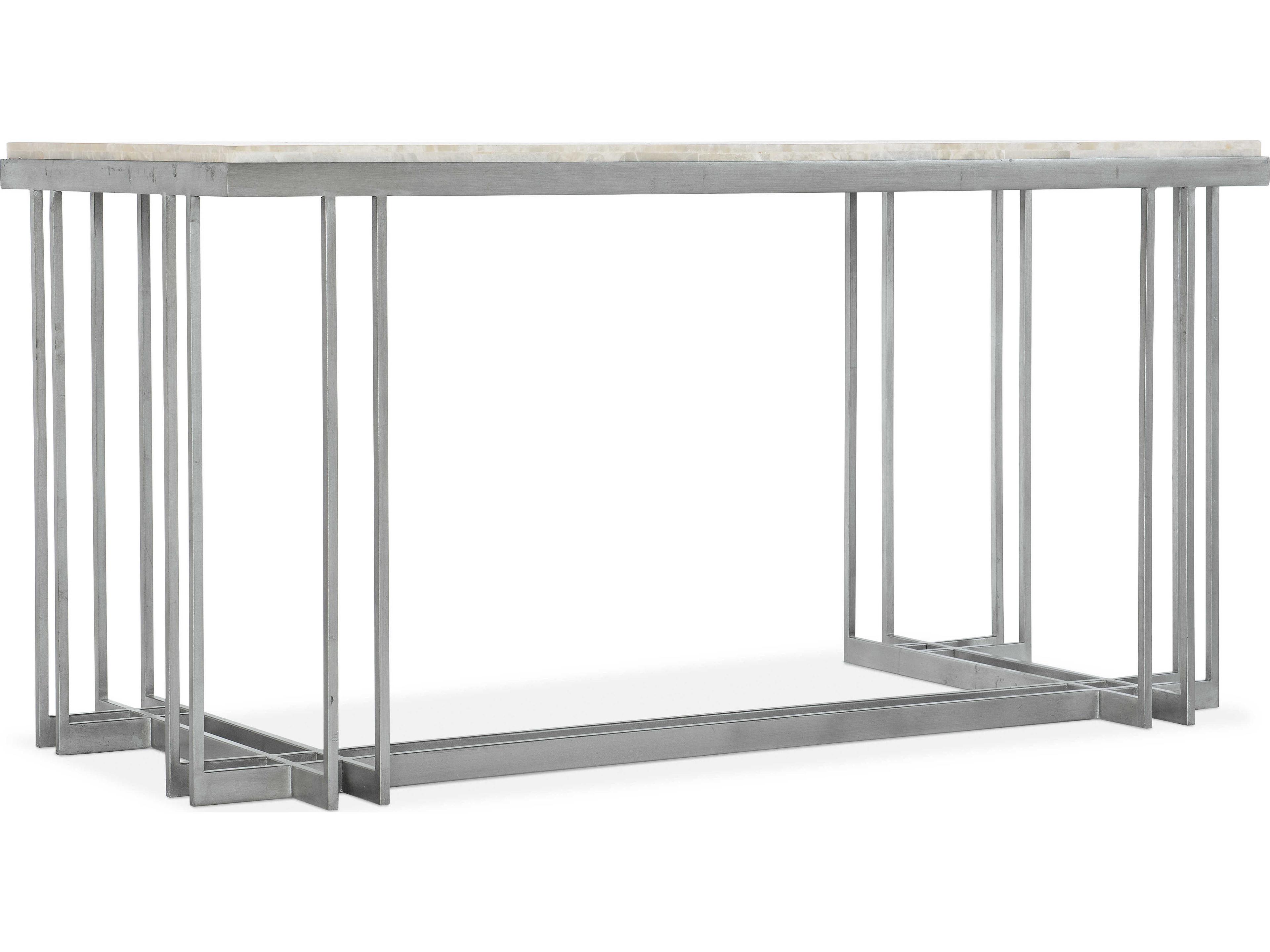 Hooker Furniture Melange Marin Tumbles White Onyx Pewter Gray Writing Desk