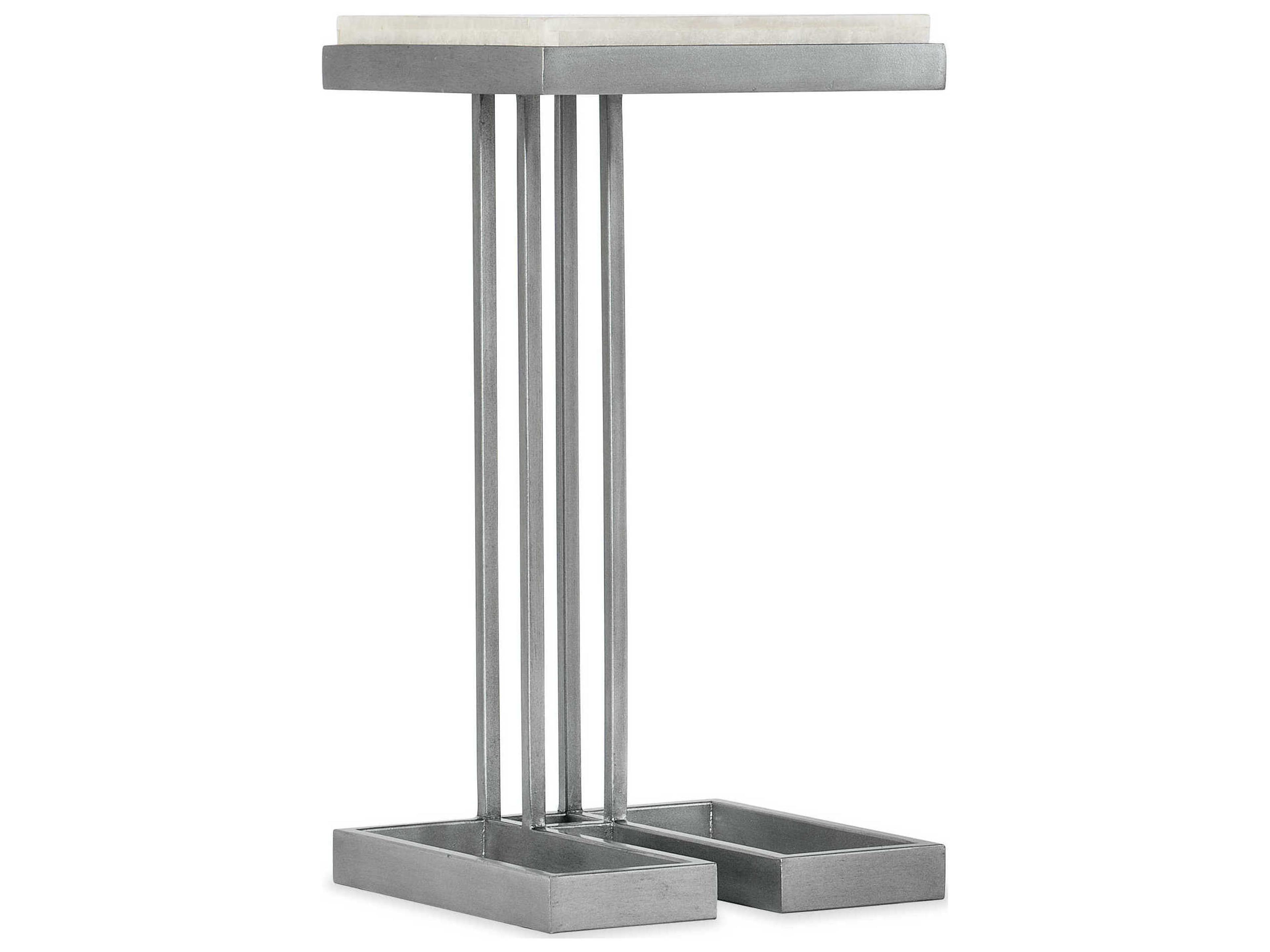 Hooker Furniture Melange Marin Square Stone Tumbles White Onyx Pewter End Table