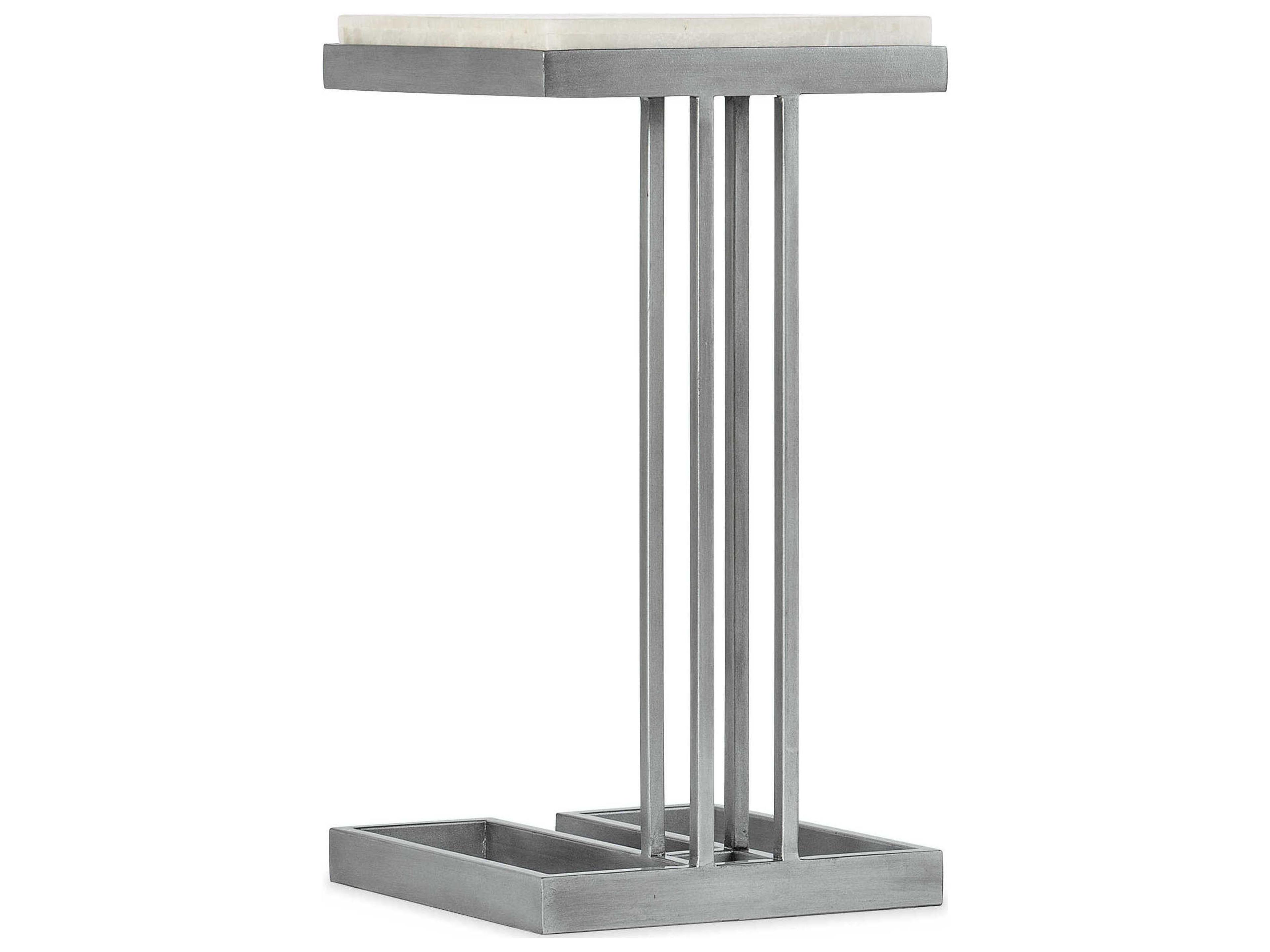 Hooker Furniture Melange Marin Square Stone Tumbles White Onyx Pewter End Table
