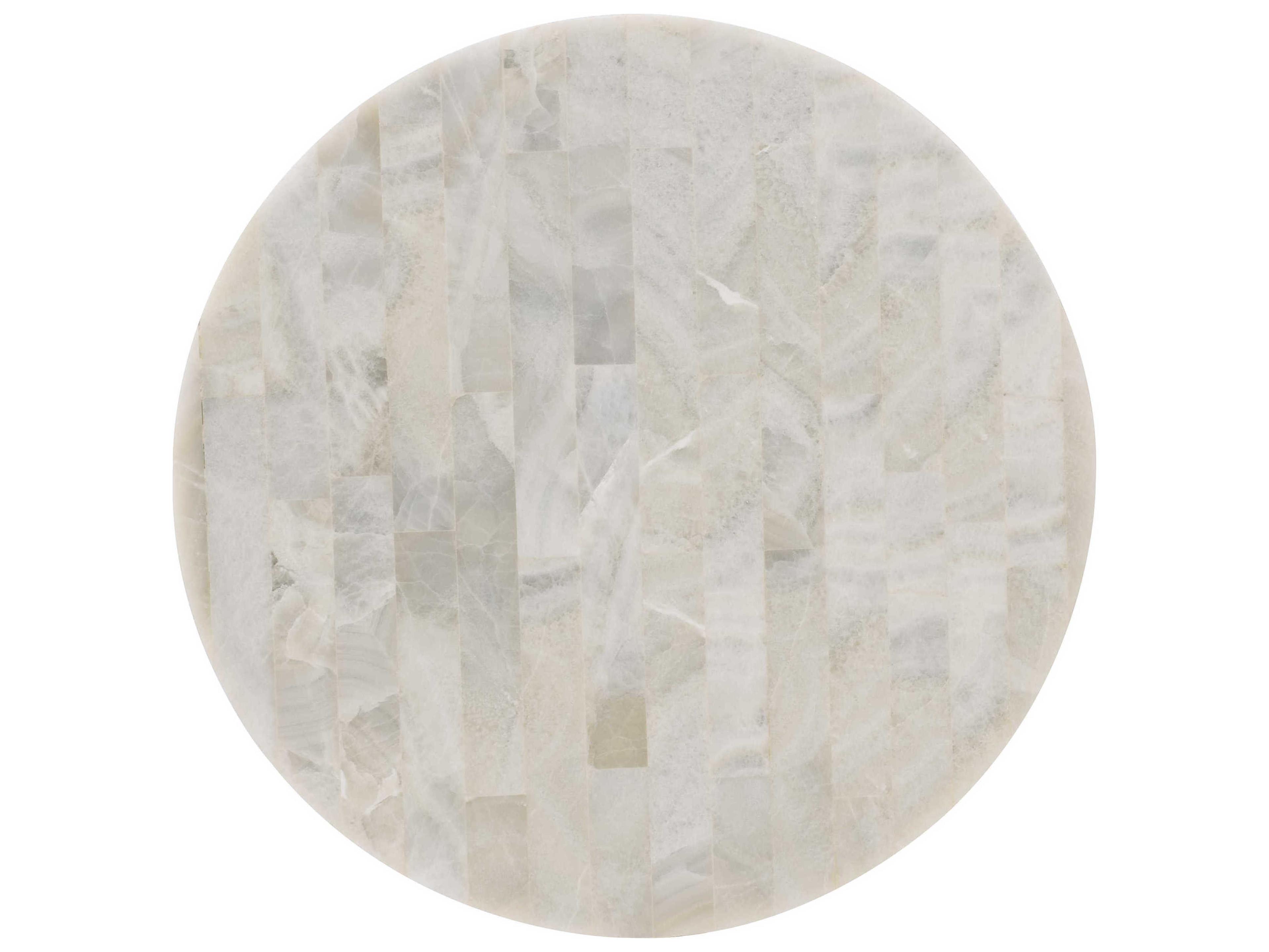 Hooker Furniture Melange Corrina Round Stone White Onyx Gold End Table