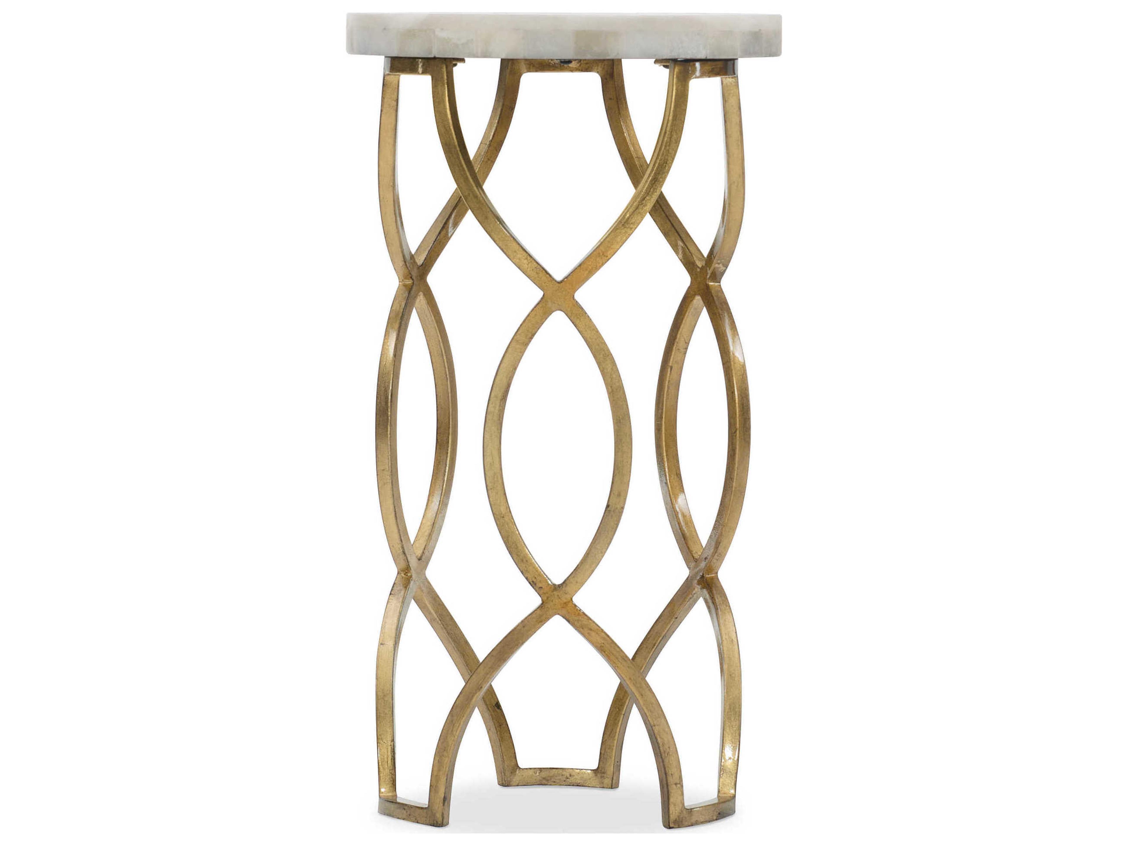 Heritage Corrina Round Stone White Onyx Gold End Table