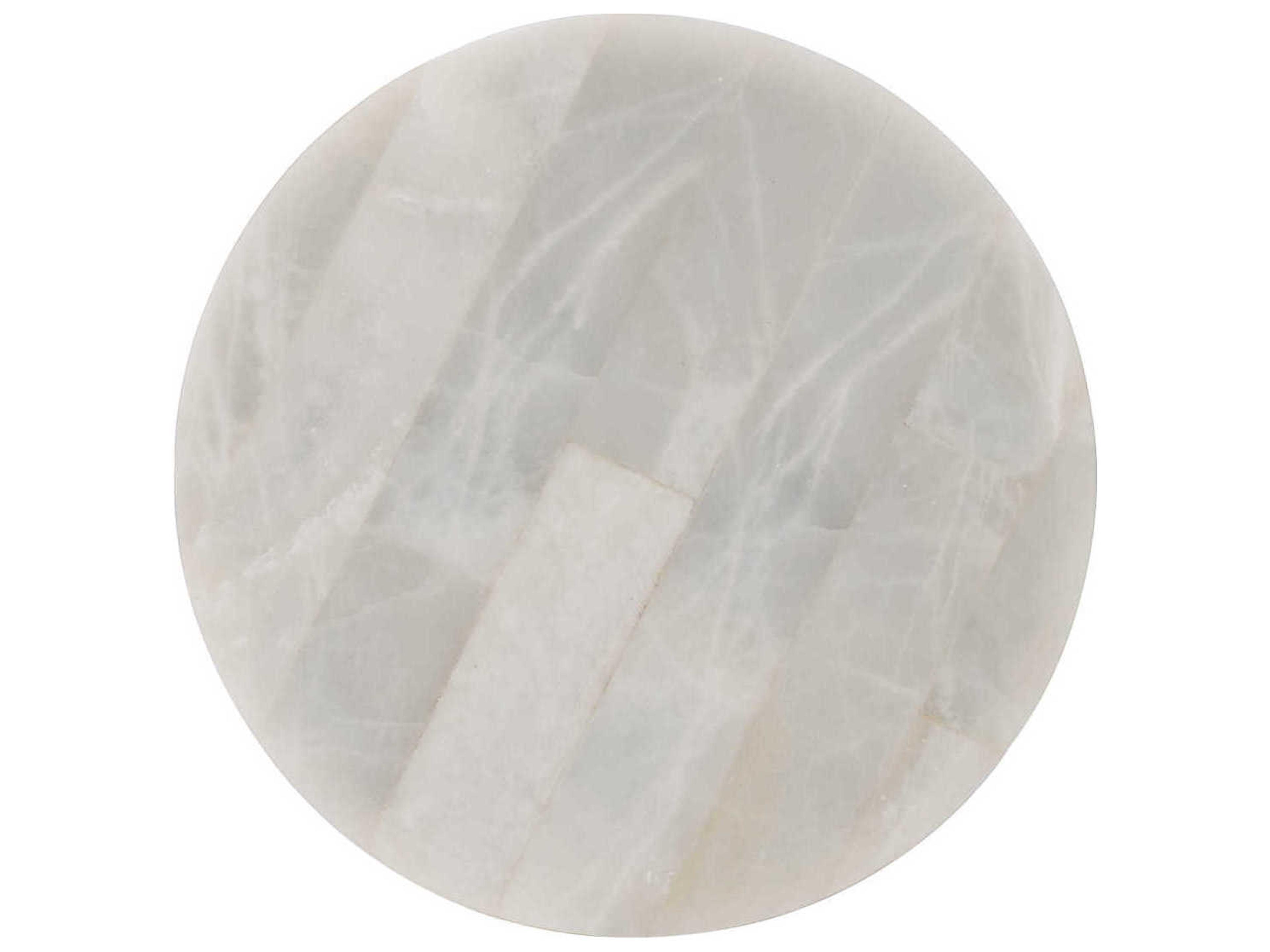 Luxecor Heritage Corrina Round Stone White Onyx Gold End Table