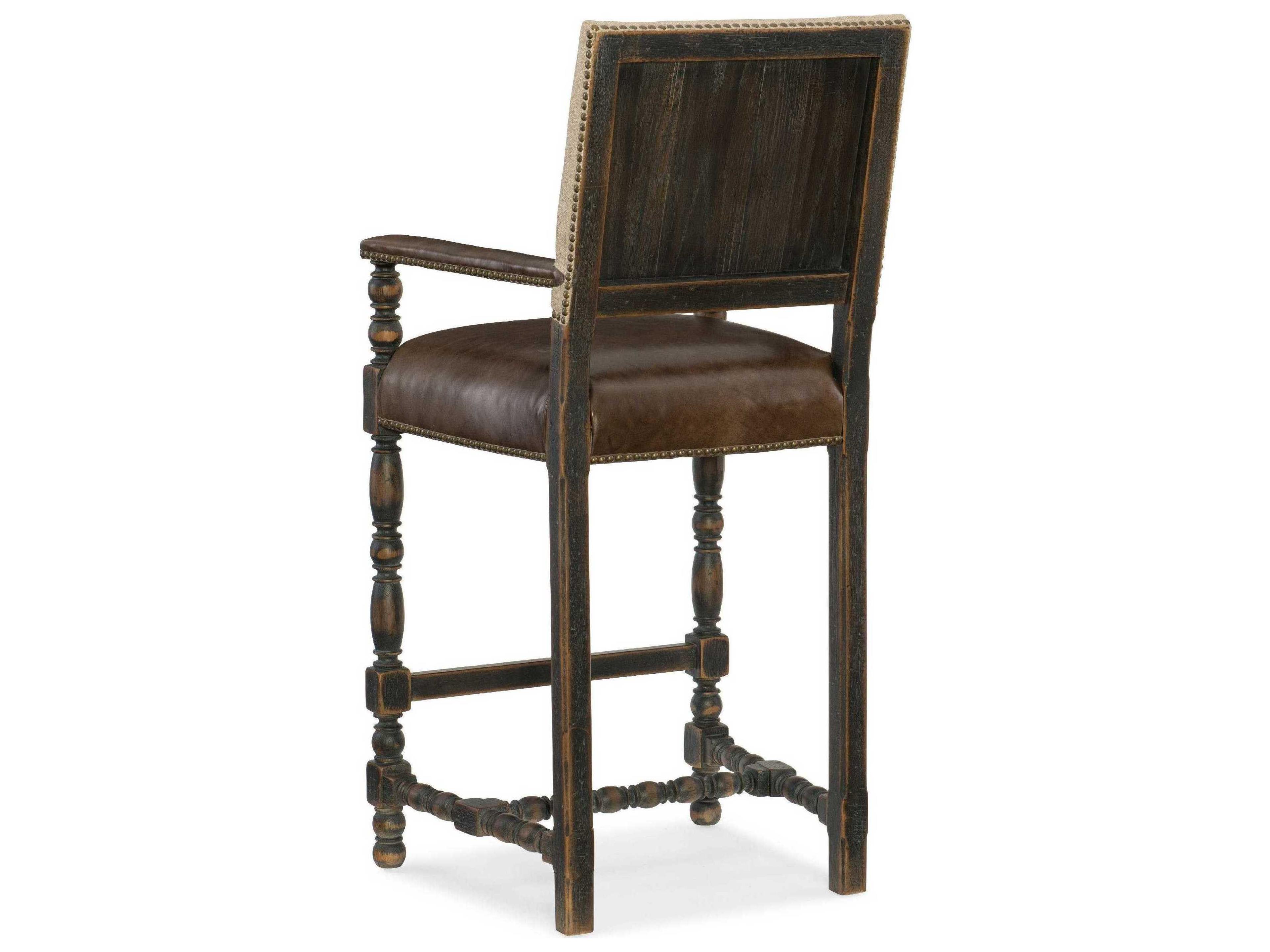 Luxecor Heritage Leather Hardwood Black Bar Stool