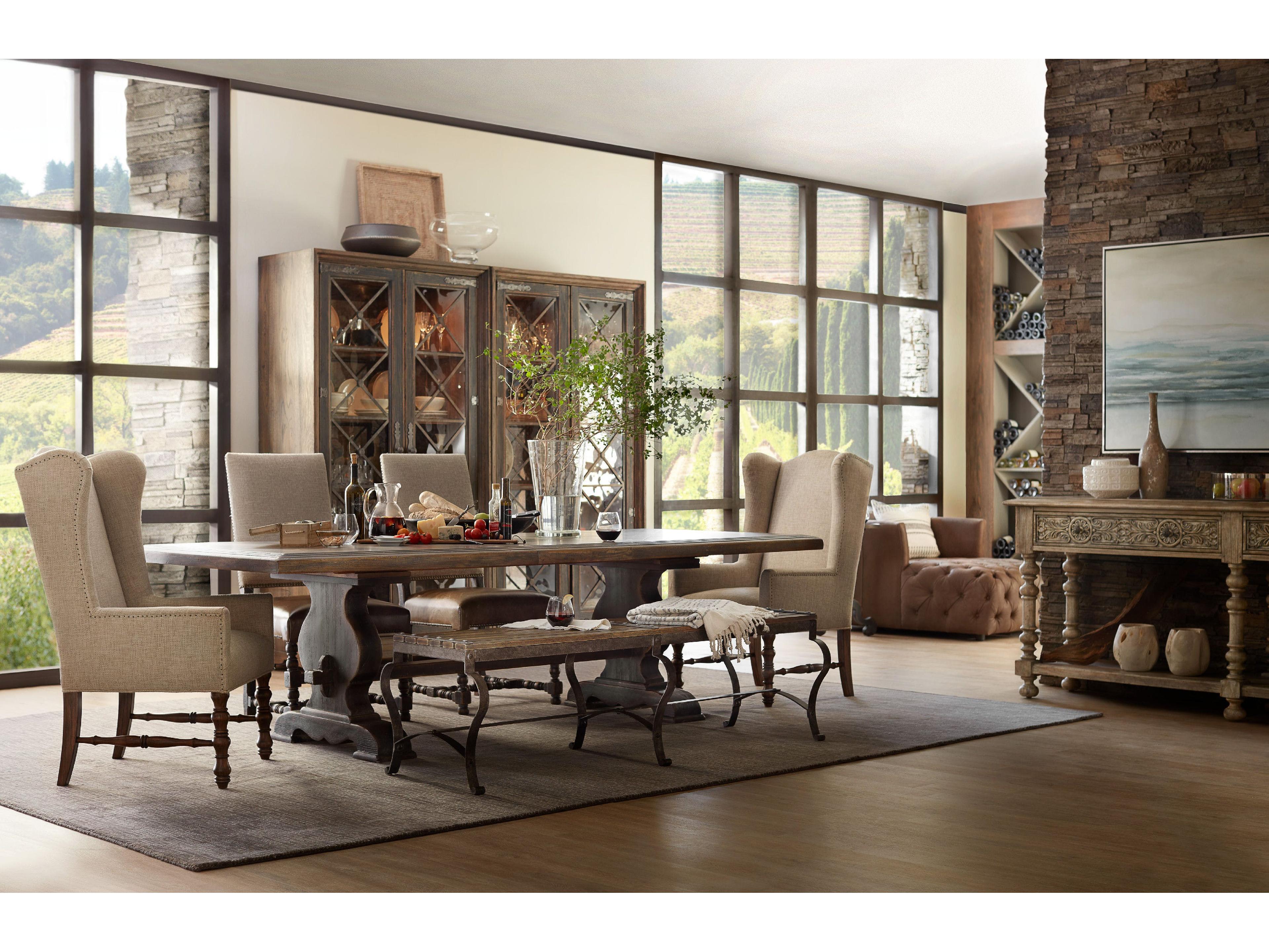 Luxecor Heritage Extendable Rectangular Wood Timeworn Saddle Brown Anthracite Black Dining Table