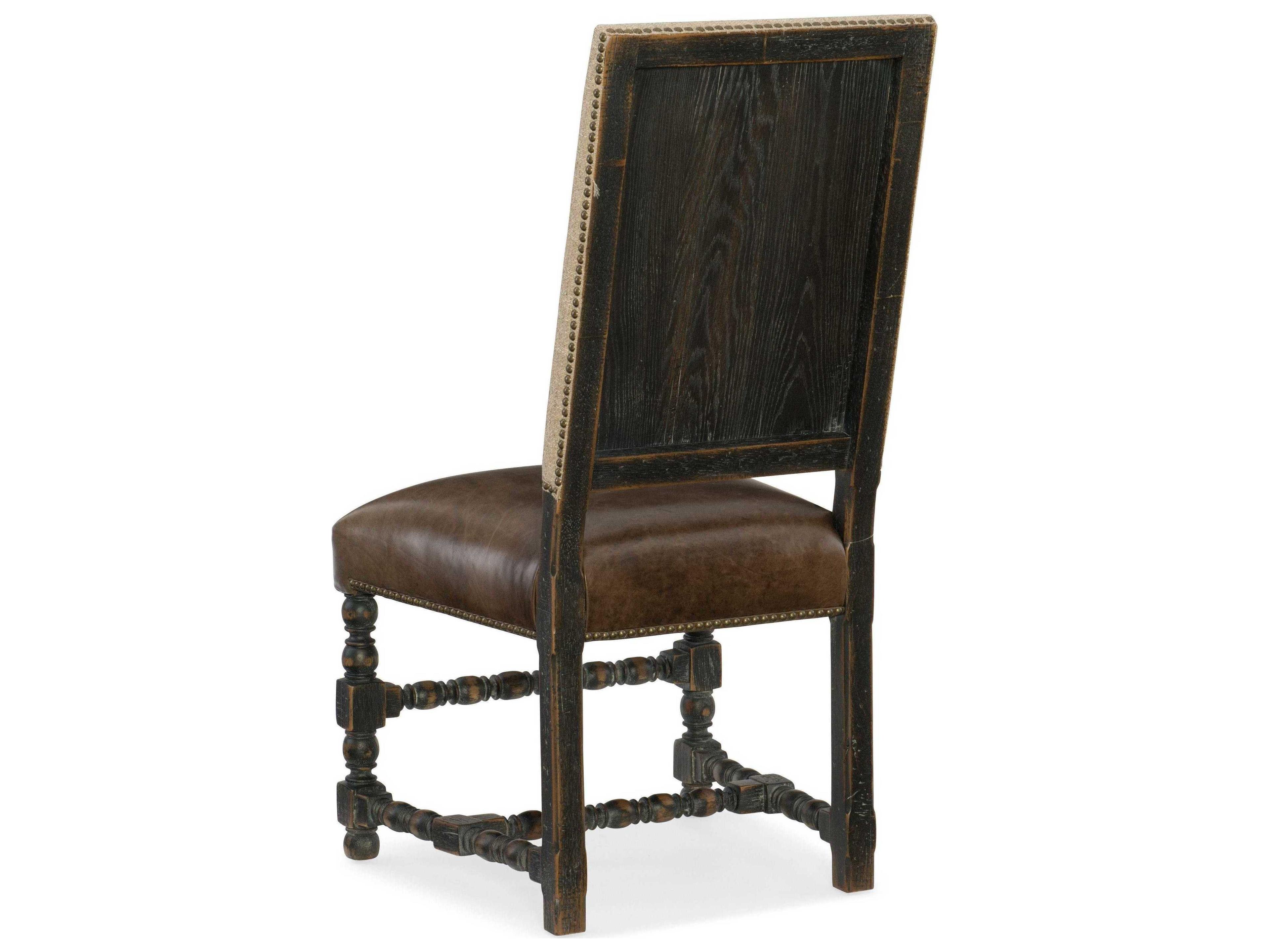 Luxecor Heritage Leather Hardwood Brown Upholstered Side Dining Chair