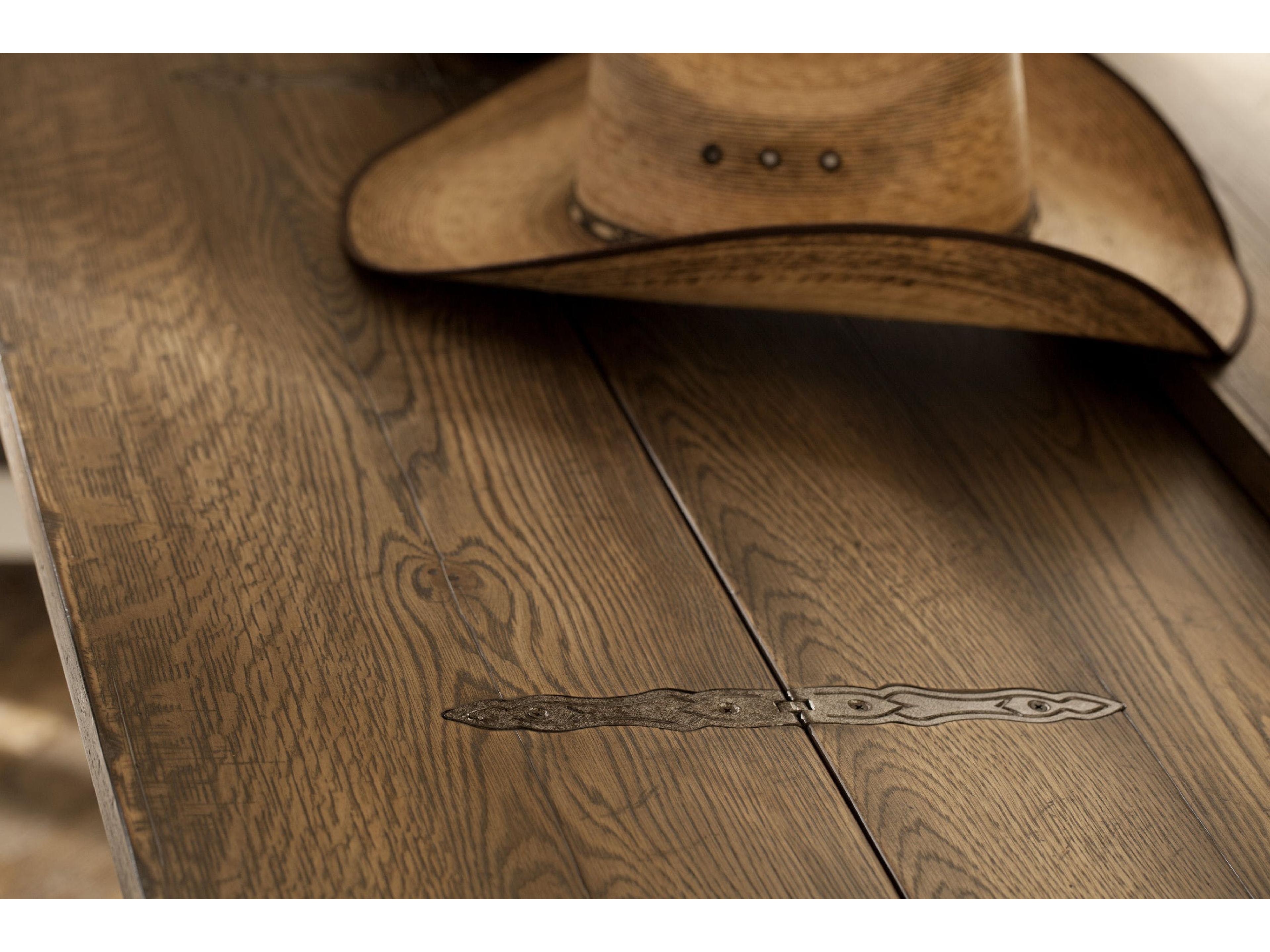 Hooker Furniture Hill Country Bluewind Flip-Top Rectangular Wood Timeworn Saddle Brown Aged Pewter Console Table