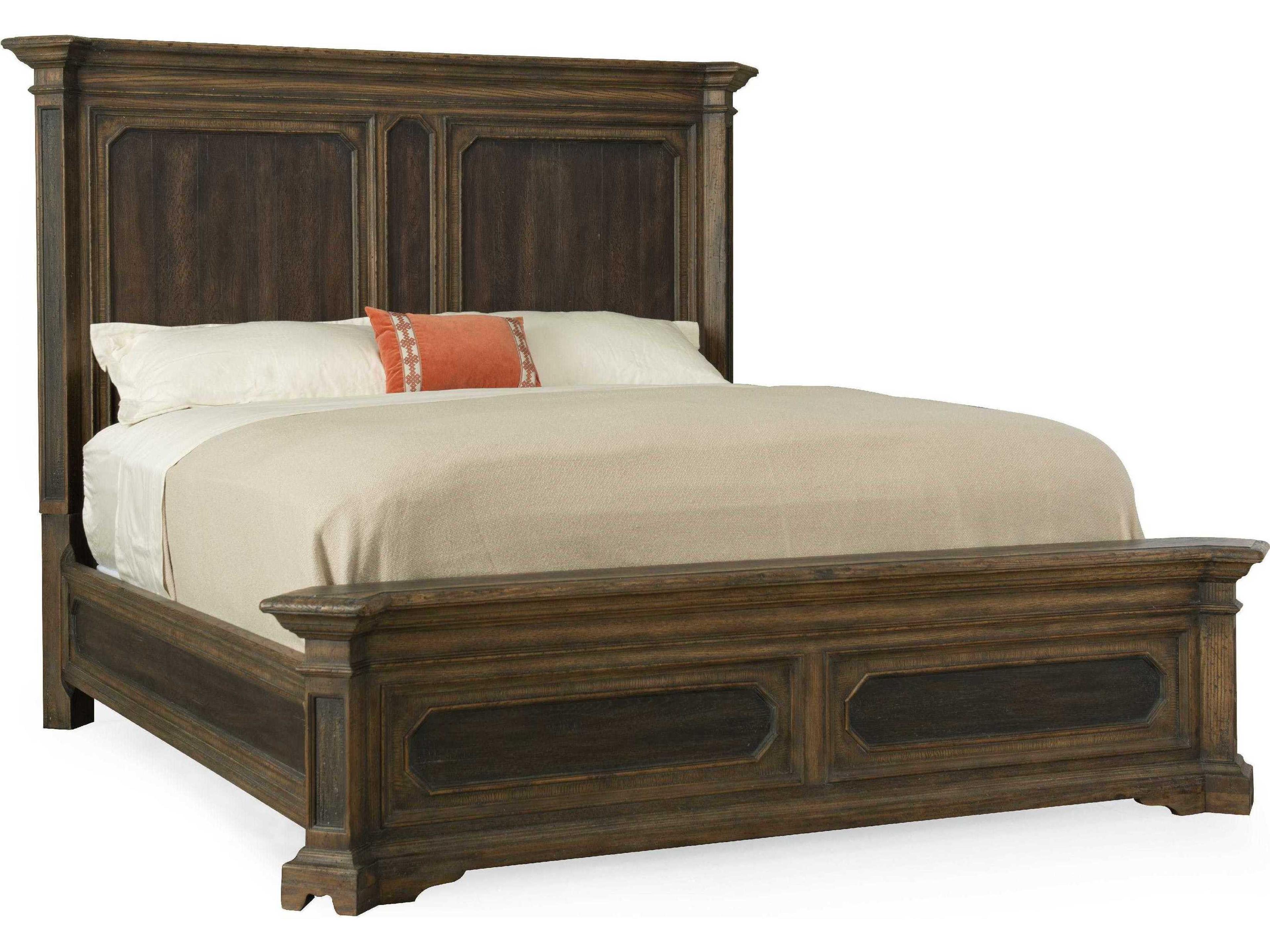 Hill Country Timeworn Saddle Brown Anthracite Black Hardwood Wood Queen Panel Bed