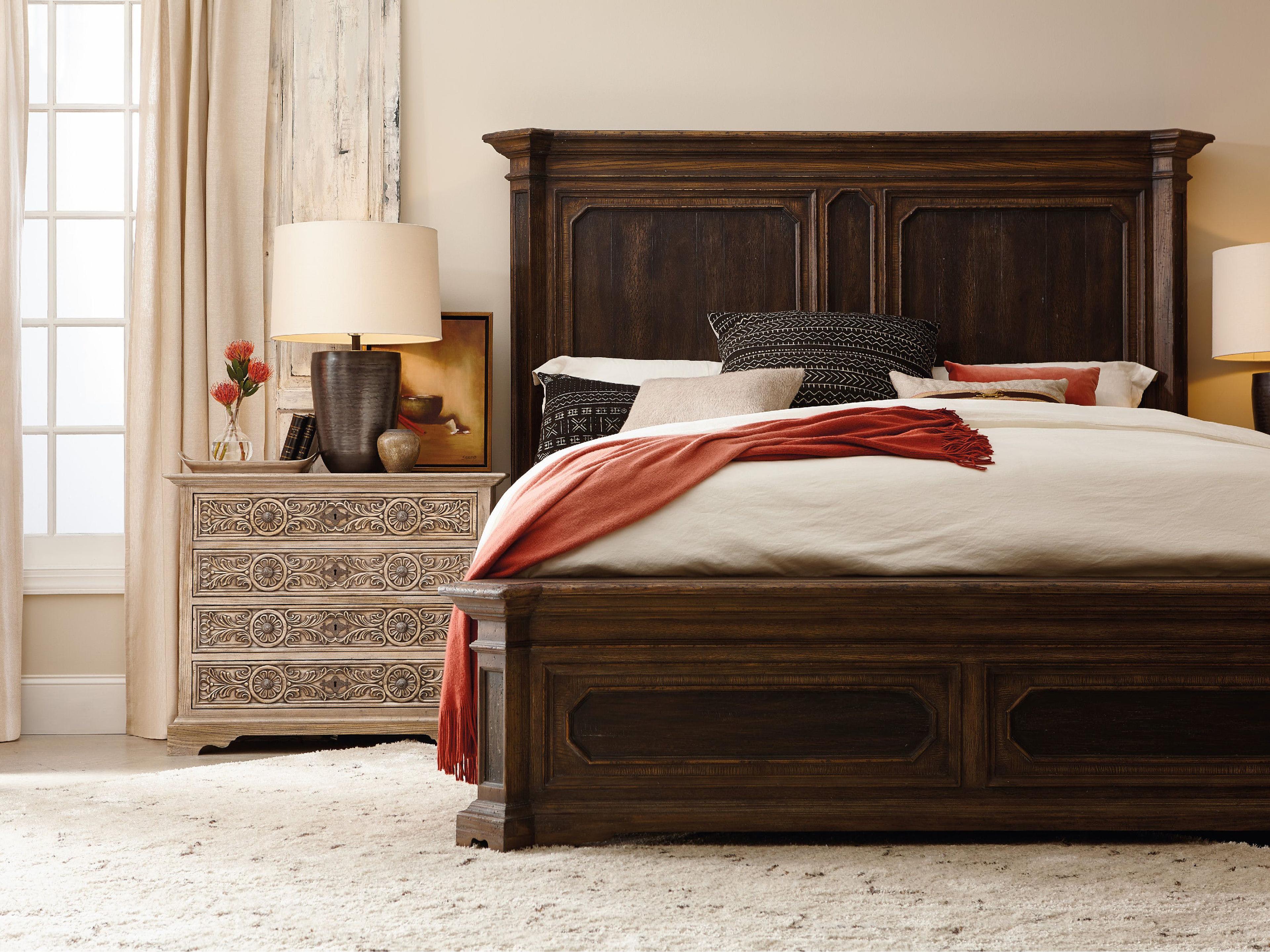 Luxecor Heritage Timeworn Saddle Brown Anthracite Black Hardwood Wood Queen Panel Bed