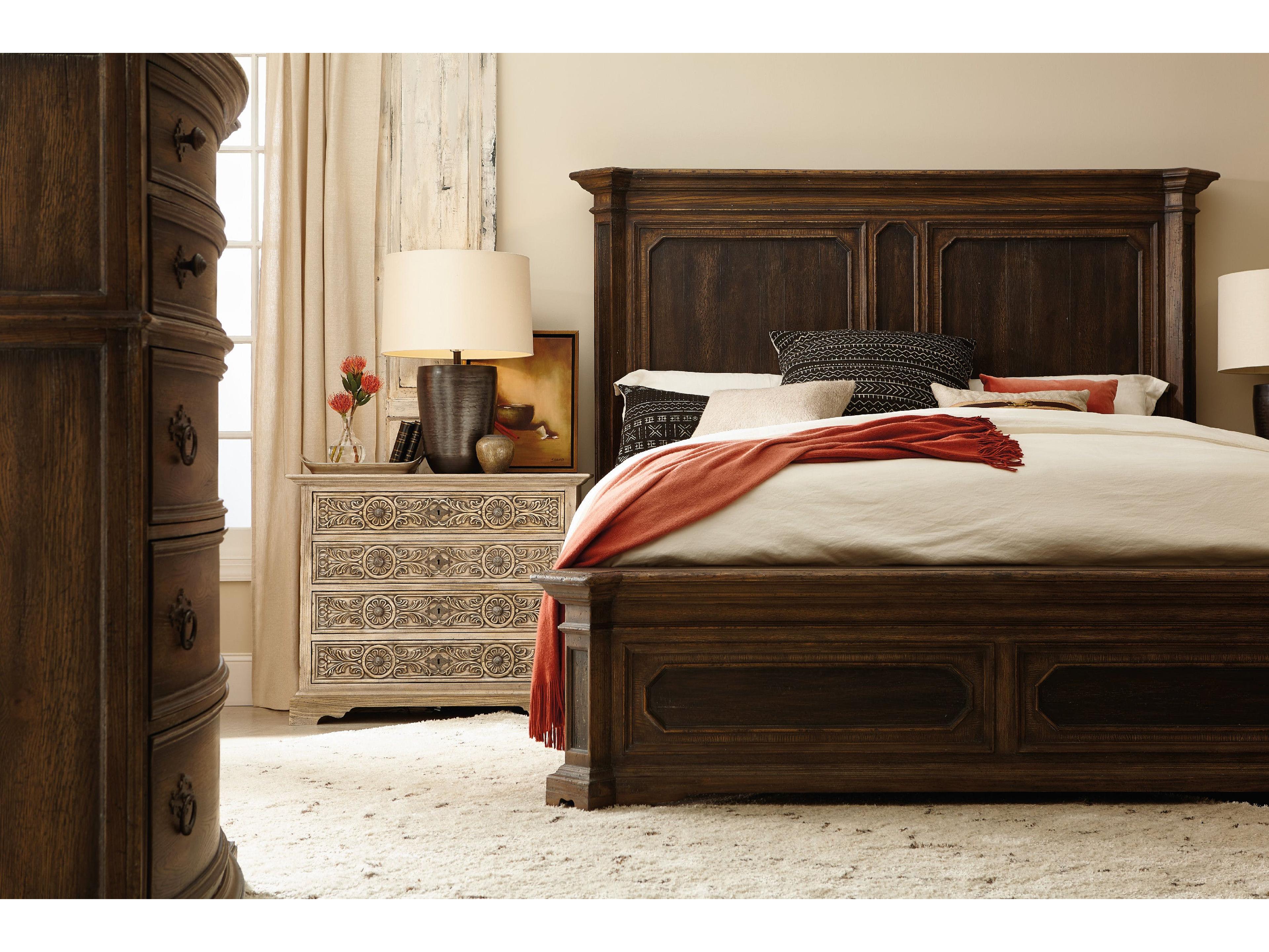 Luxecor Heritage Timeworn Saddle Brown Anthracite Black Hardwood Wood Queen Panel Bed