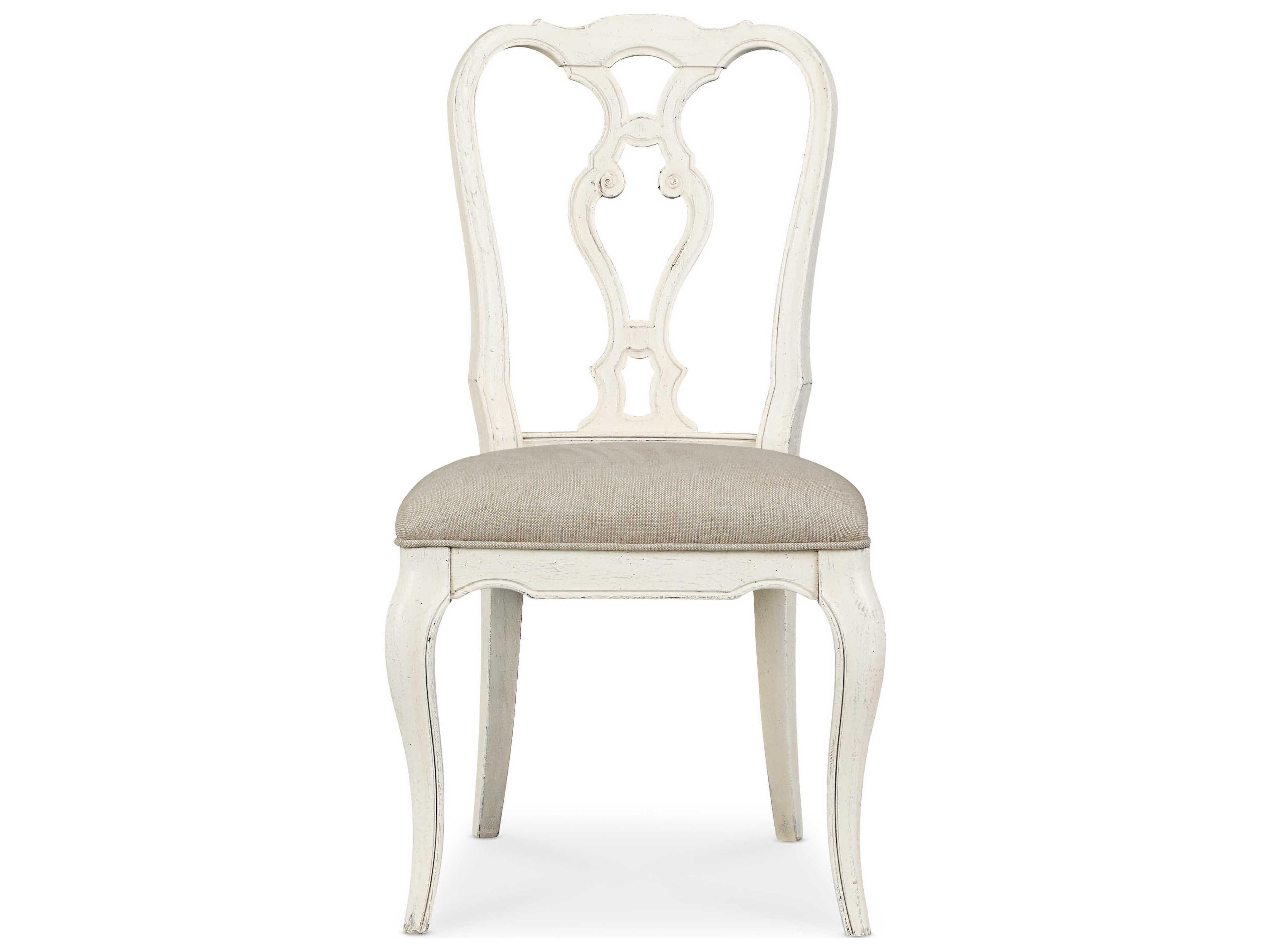 Luxecor Heritage Solid Wood White Upholstered Side Dining Chair