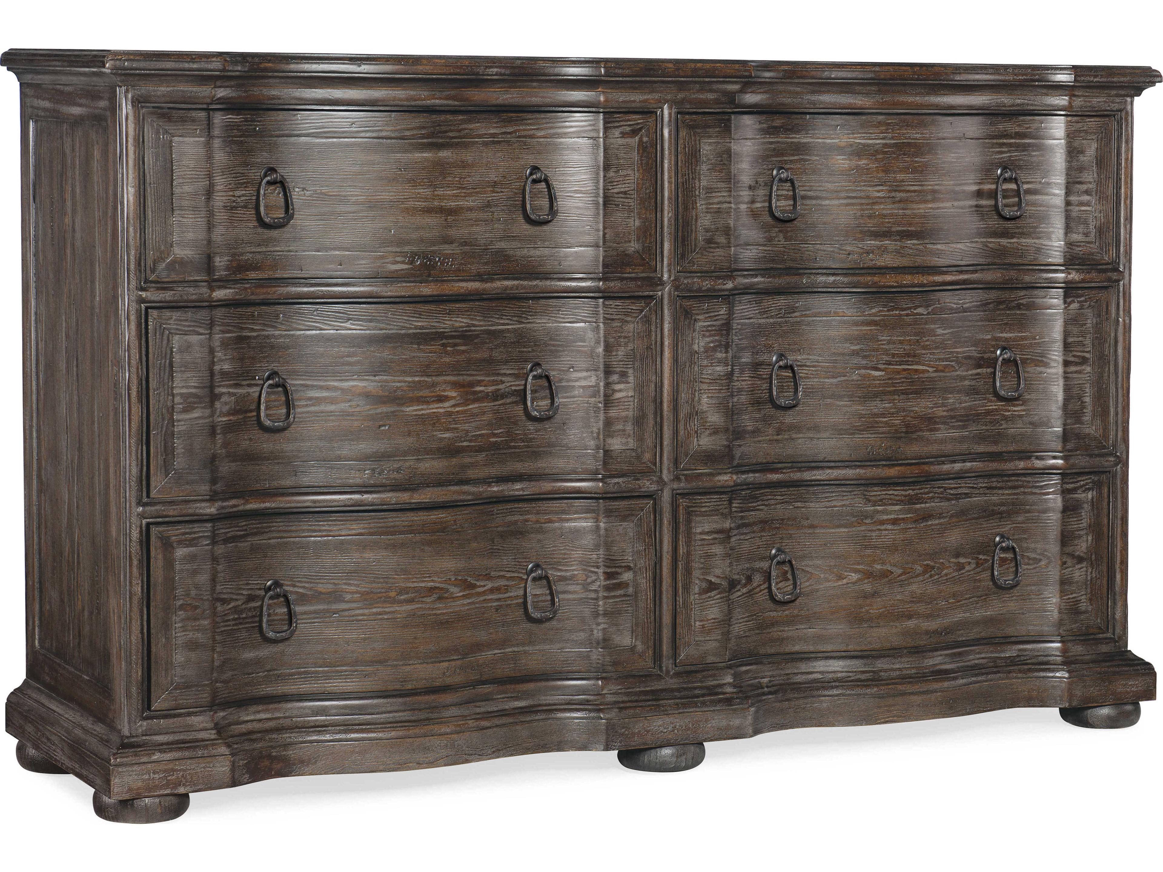 Heritage 6-Drawers Gray Pine Wood Double Dresser