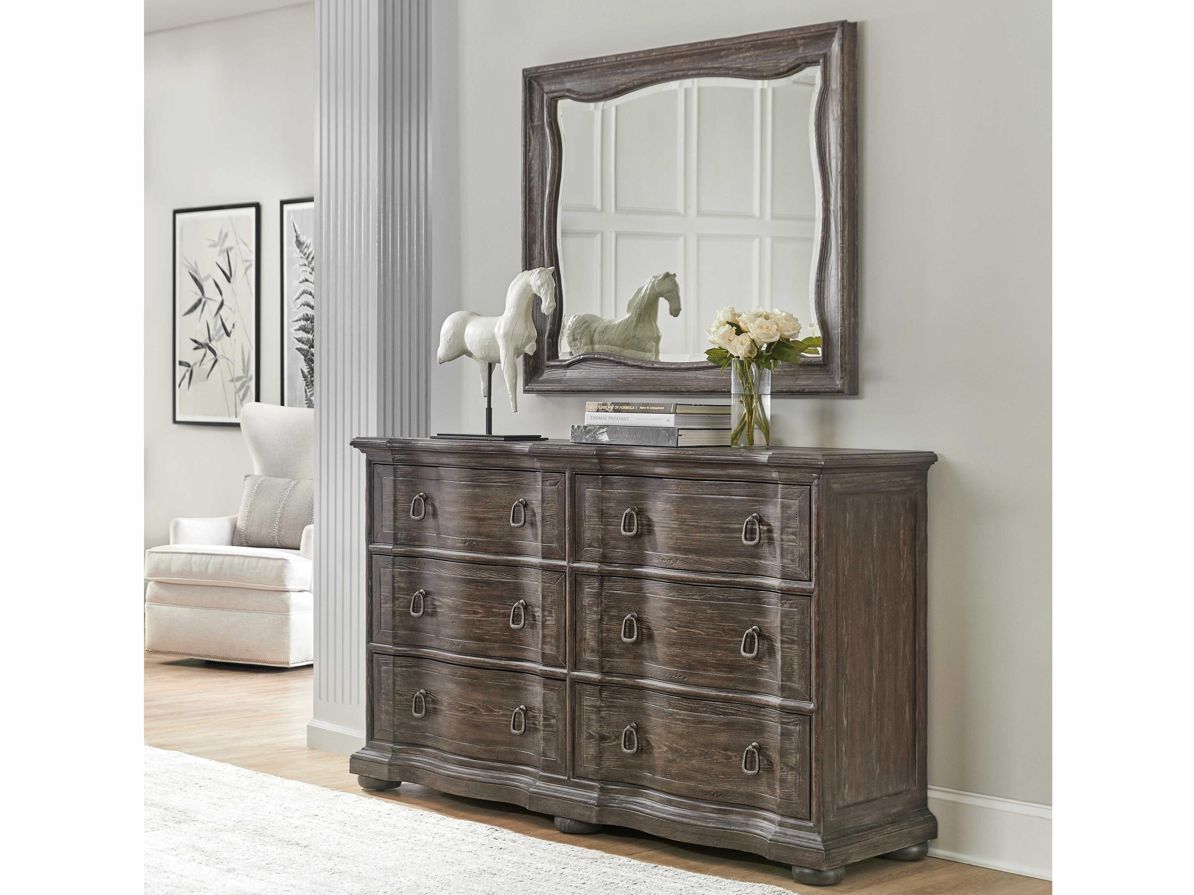 Luxecor Heritage 6-Drawers Gray Pine Wood Double Dresser