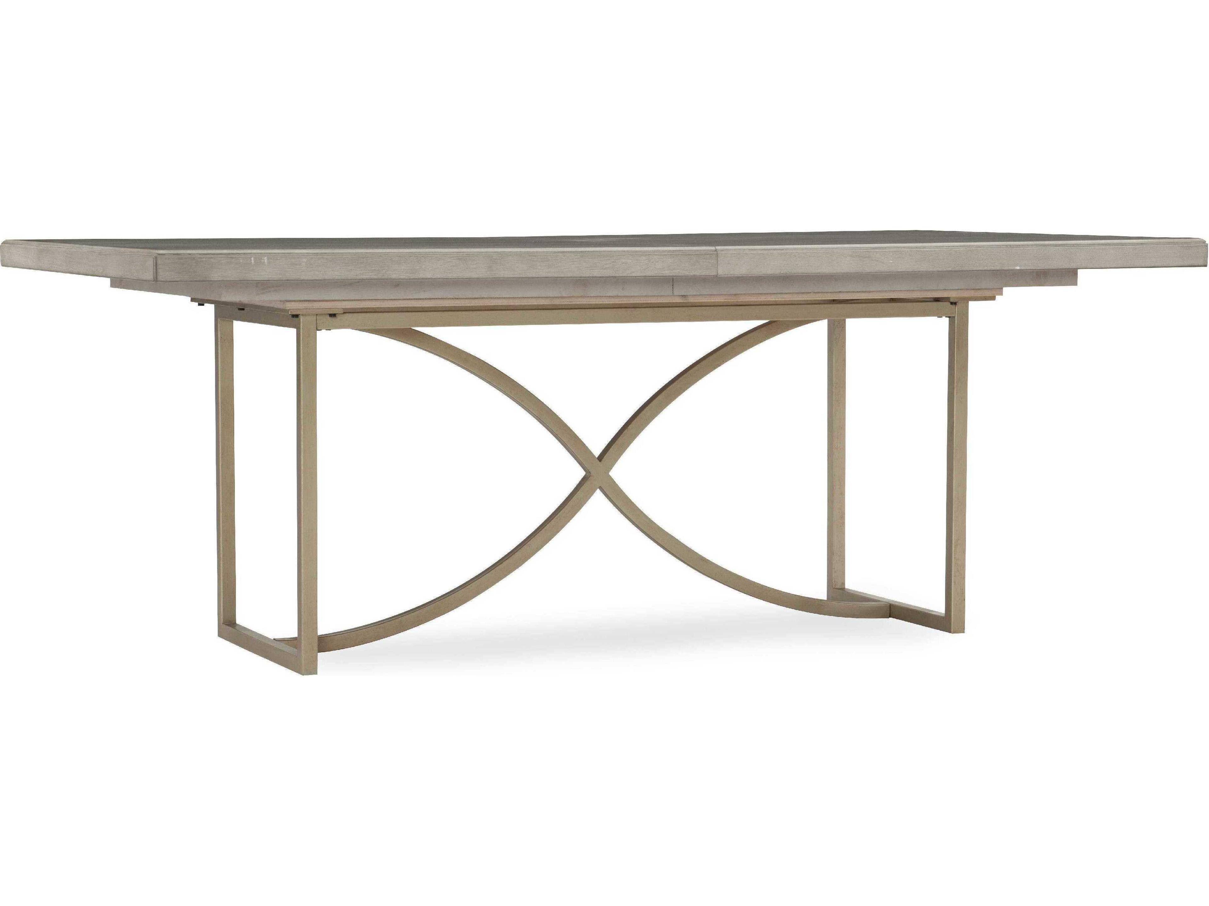 Luxecor Heritage Rectangular Wood Serene Gray Beige Champagne Silver Dining Table