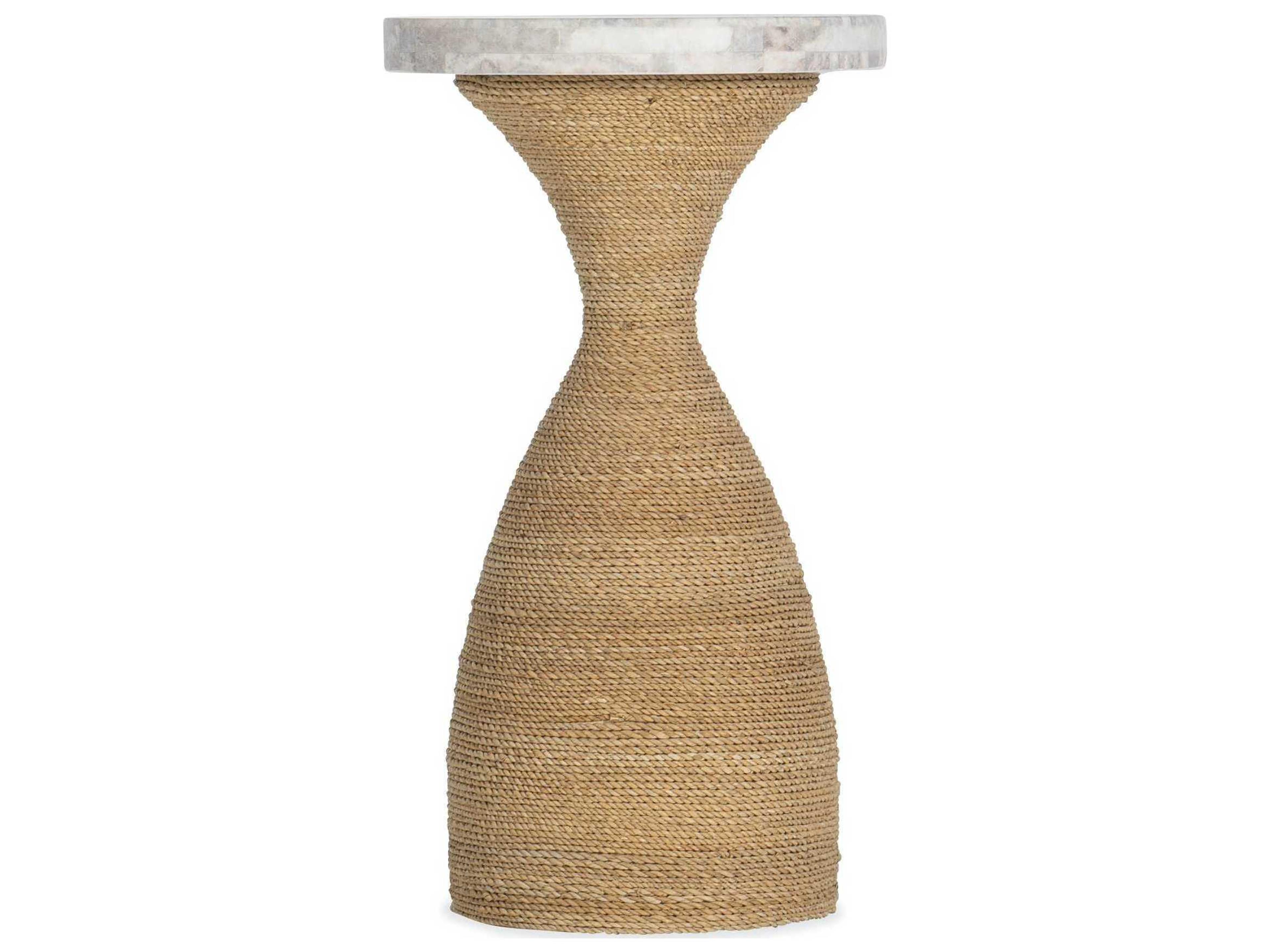 Surfrider Round Stone Brown End Table