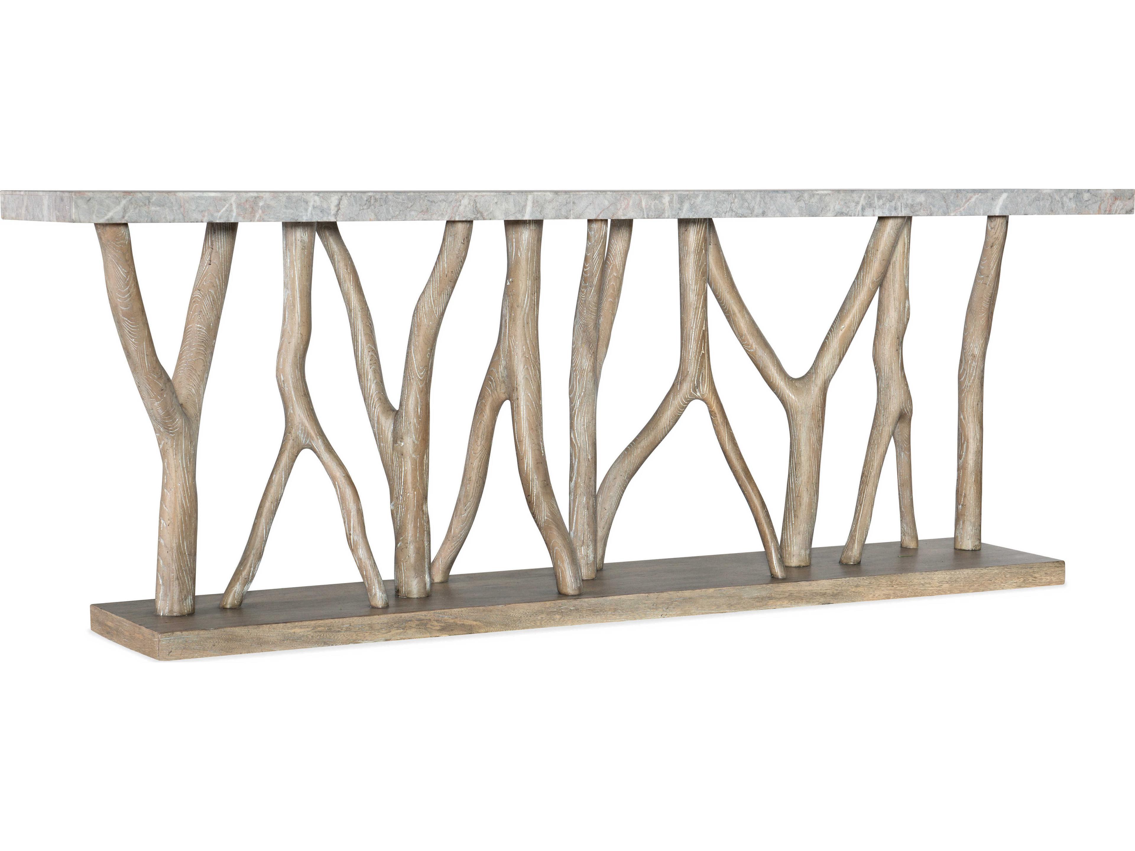 Surfrider Console Table with Stone Veneer Top and Tree Branch Base