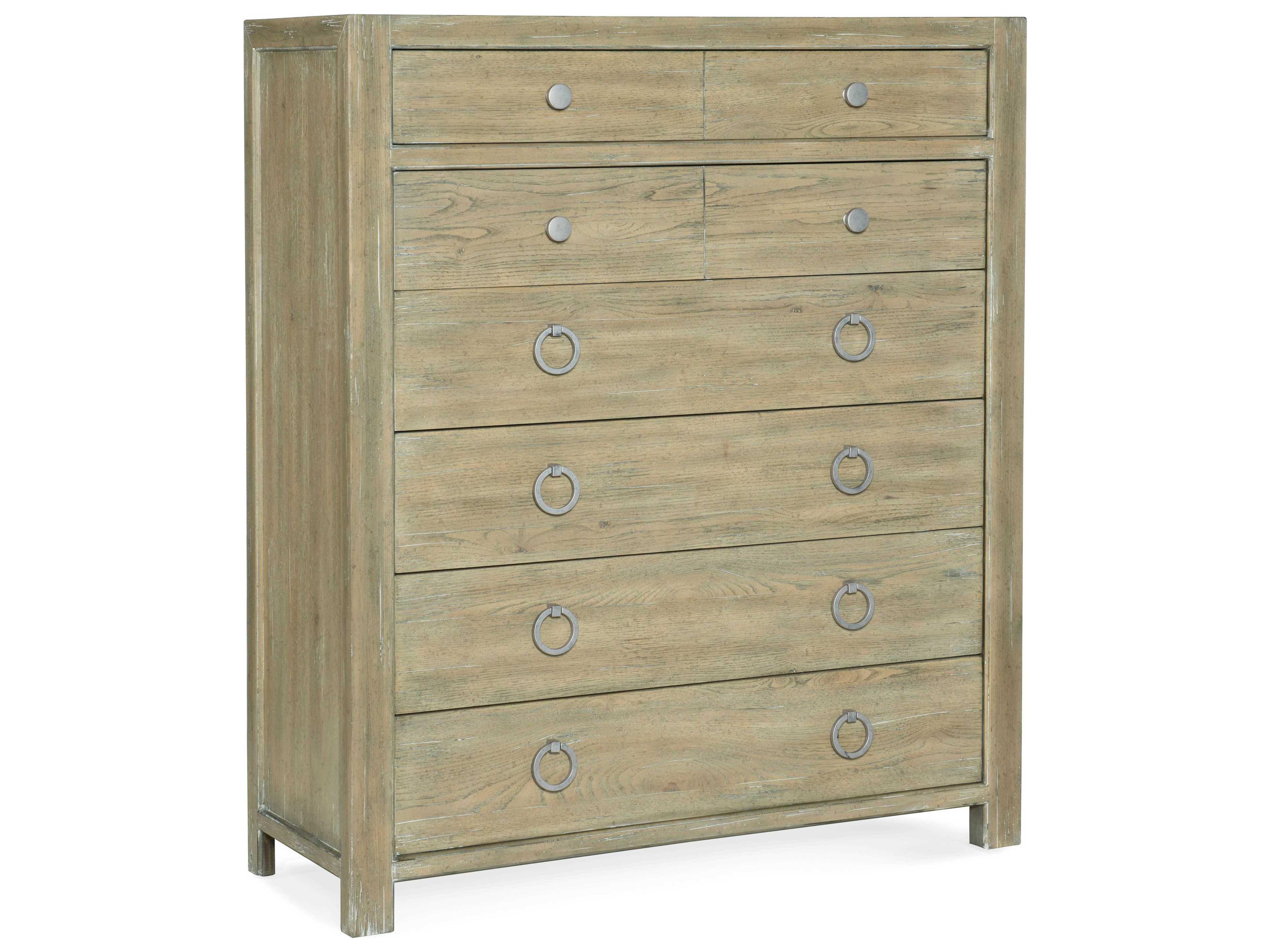 Surfrider 6-Drawers Driftwood Beige Cedar Wood Accent Chest
