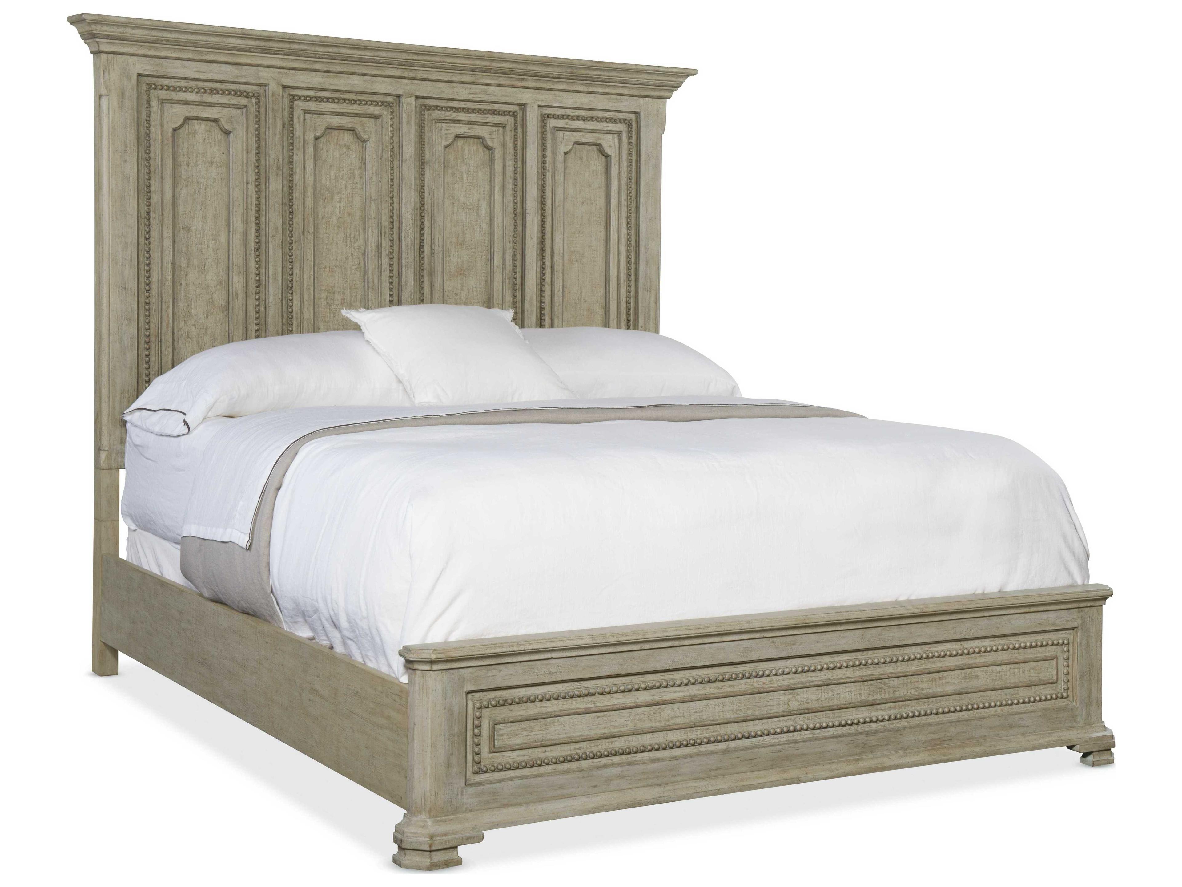Luxecor Heritage Light Tusk Brown Oak Wood King Panel Bed