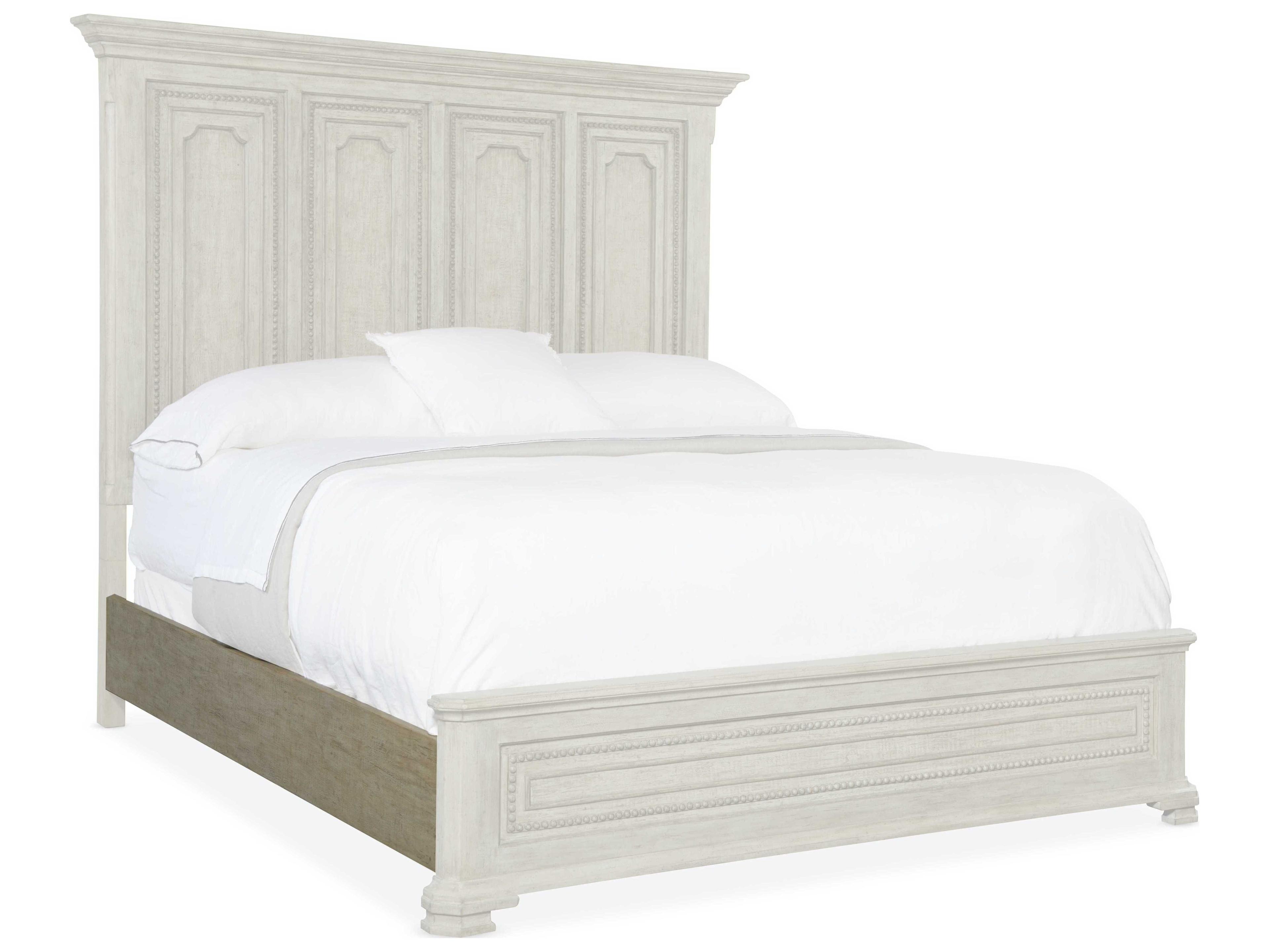 Luxecor Heritage Light Tusk Brown Oak Wood King Panel Bed