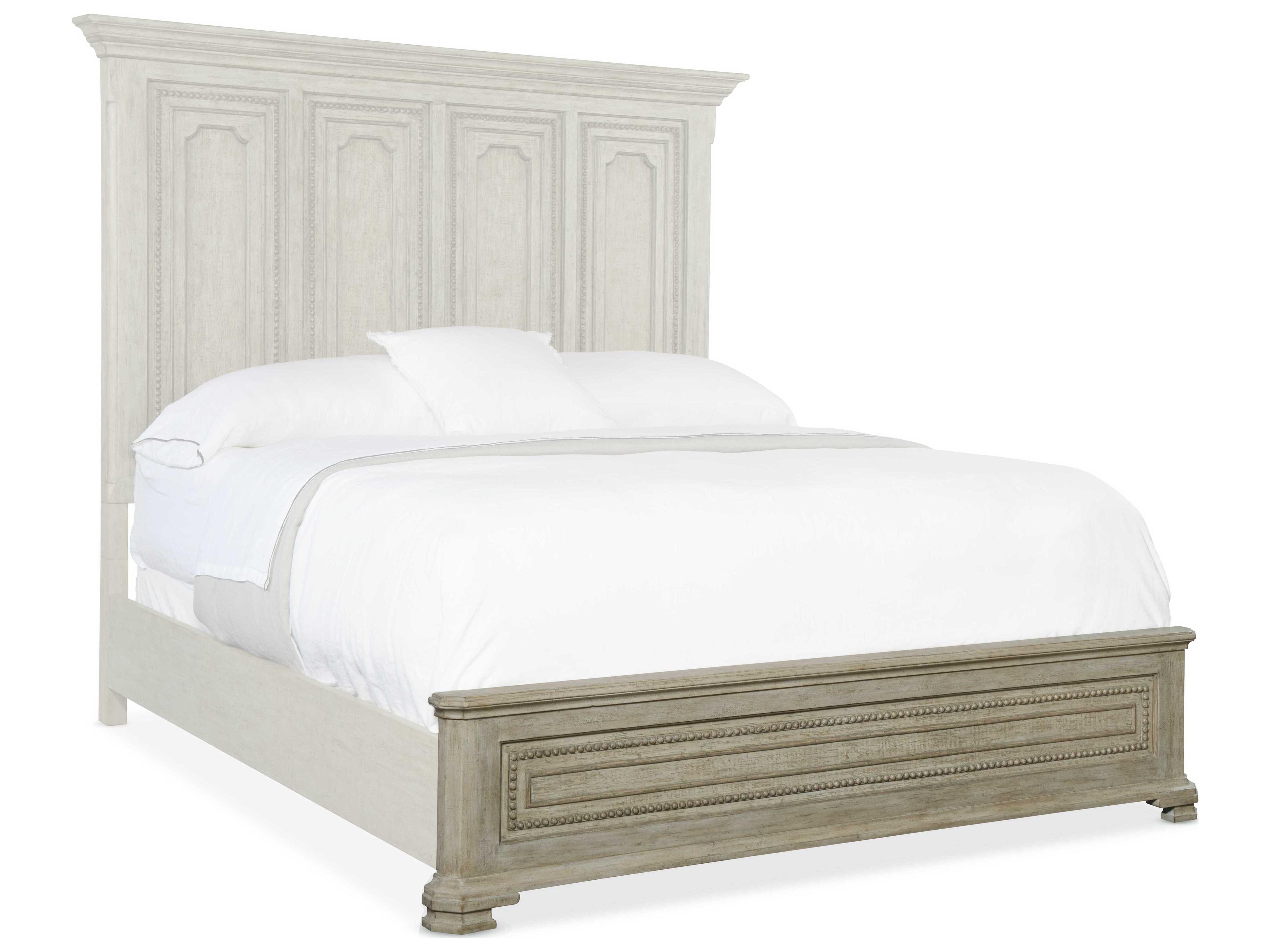 Luxecor Heritage Light Tusk Brown Oak Wood King Panel Bed